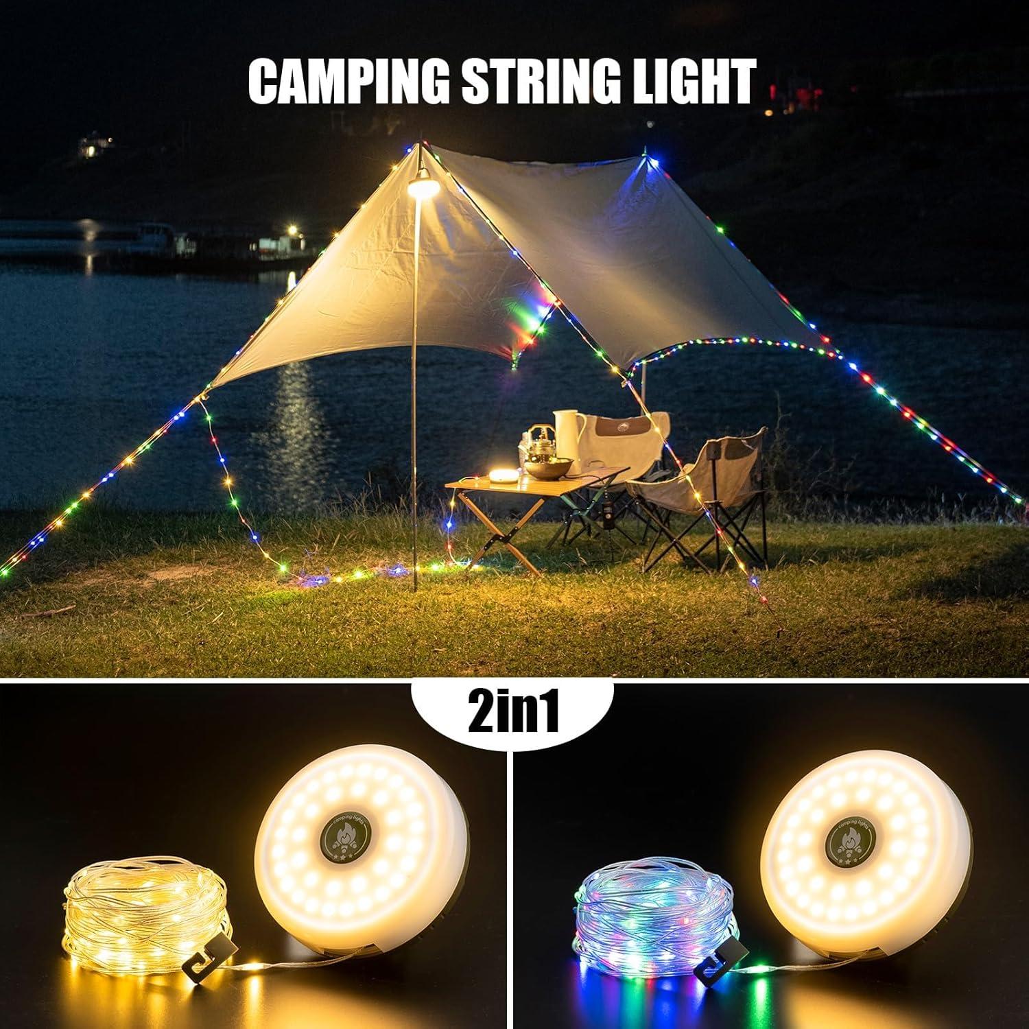 Paquete de 2 Luces de Camping Sutaig 4 en 1 Impermeables