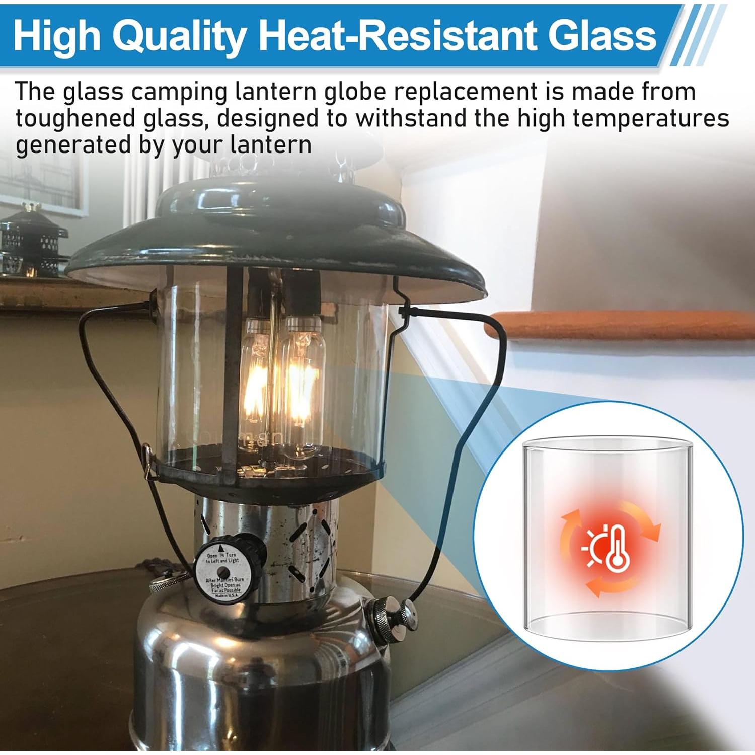 Camping Lantern Accessories,for Coleman Lantern Replacement Part Glass Globe (Clear), Standard Shape Coleman Fueled Propane Lanterns