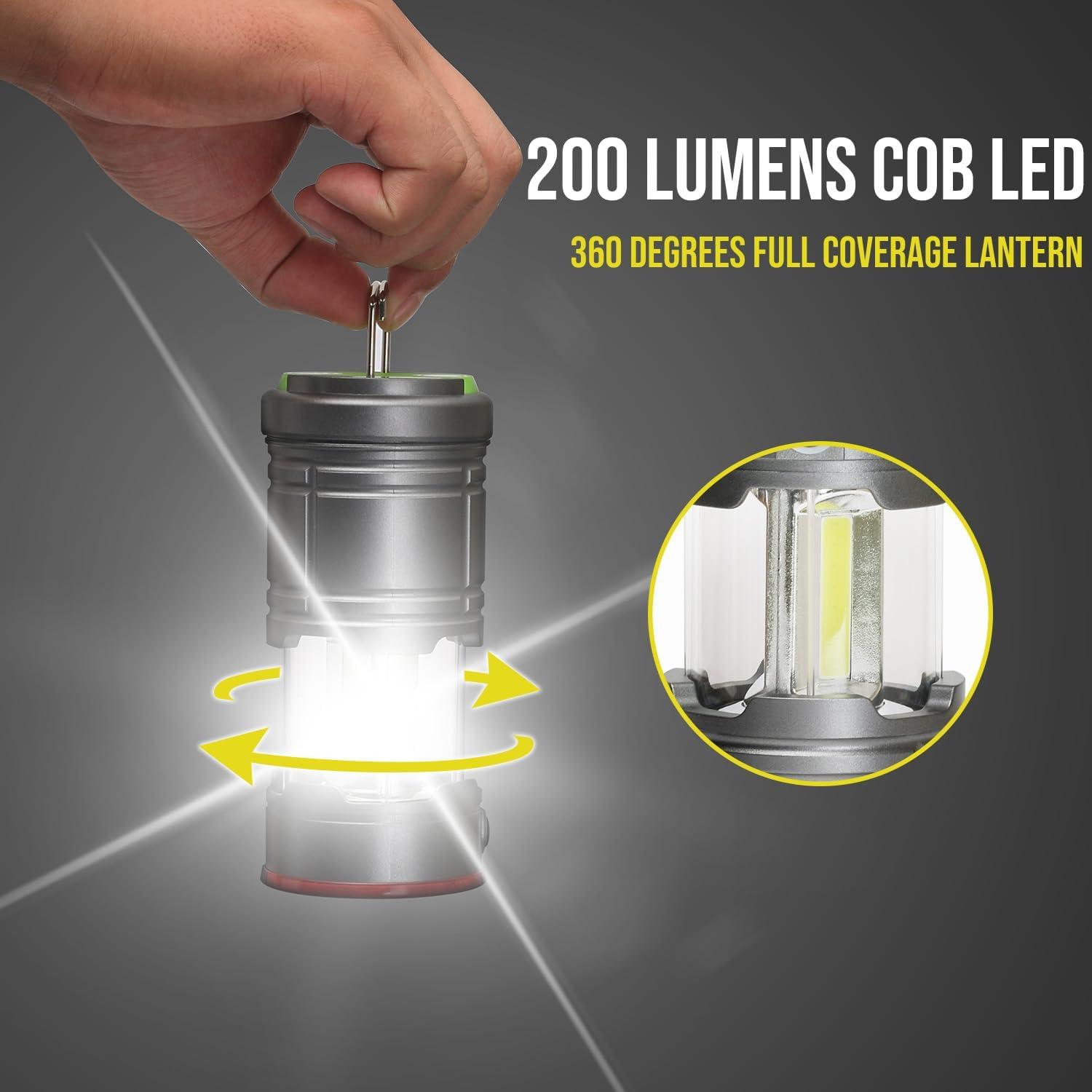 Lámpara de Camping LED Plegable Lichamp, 200 Lúmenes, Paquete de 2