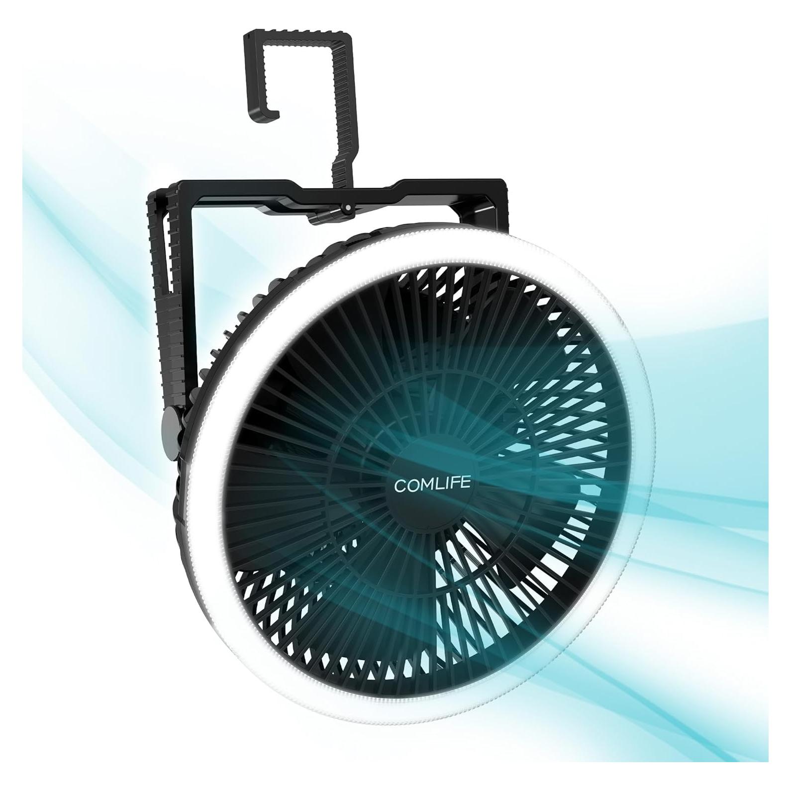 Ventilador de Camping Portátil COMLIFE F001 20.32 cm con Linterna LED
