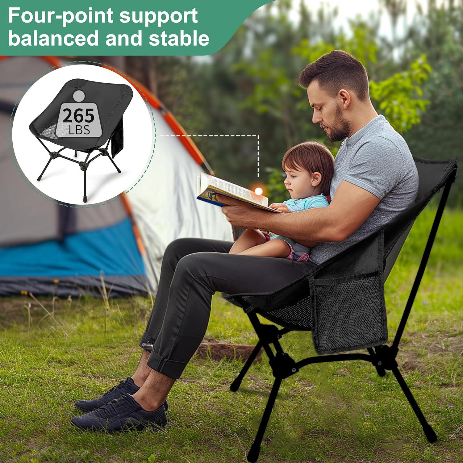 Silla de Camping Plegable Howjoe Negra Altura Ajustable 1.56 kg