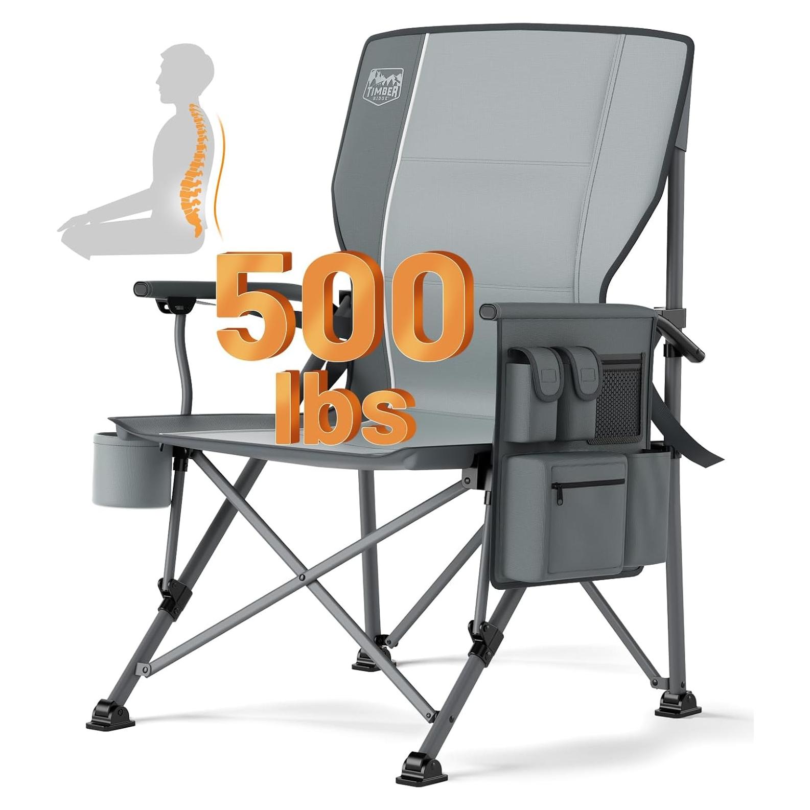 Silla de Camping Plegable Timber Ridge Soporte Lumbar 227kg Gris