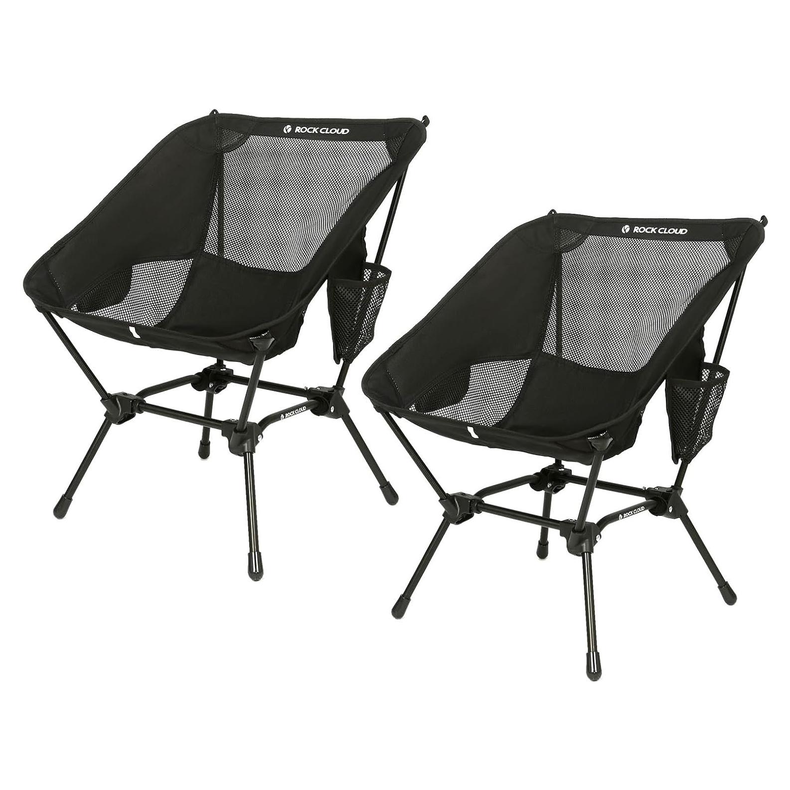 Silla de Camping Plegable Rock Cloud Charles 2pz Negra Ultraligera