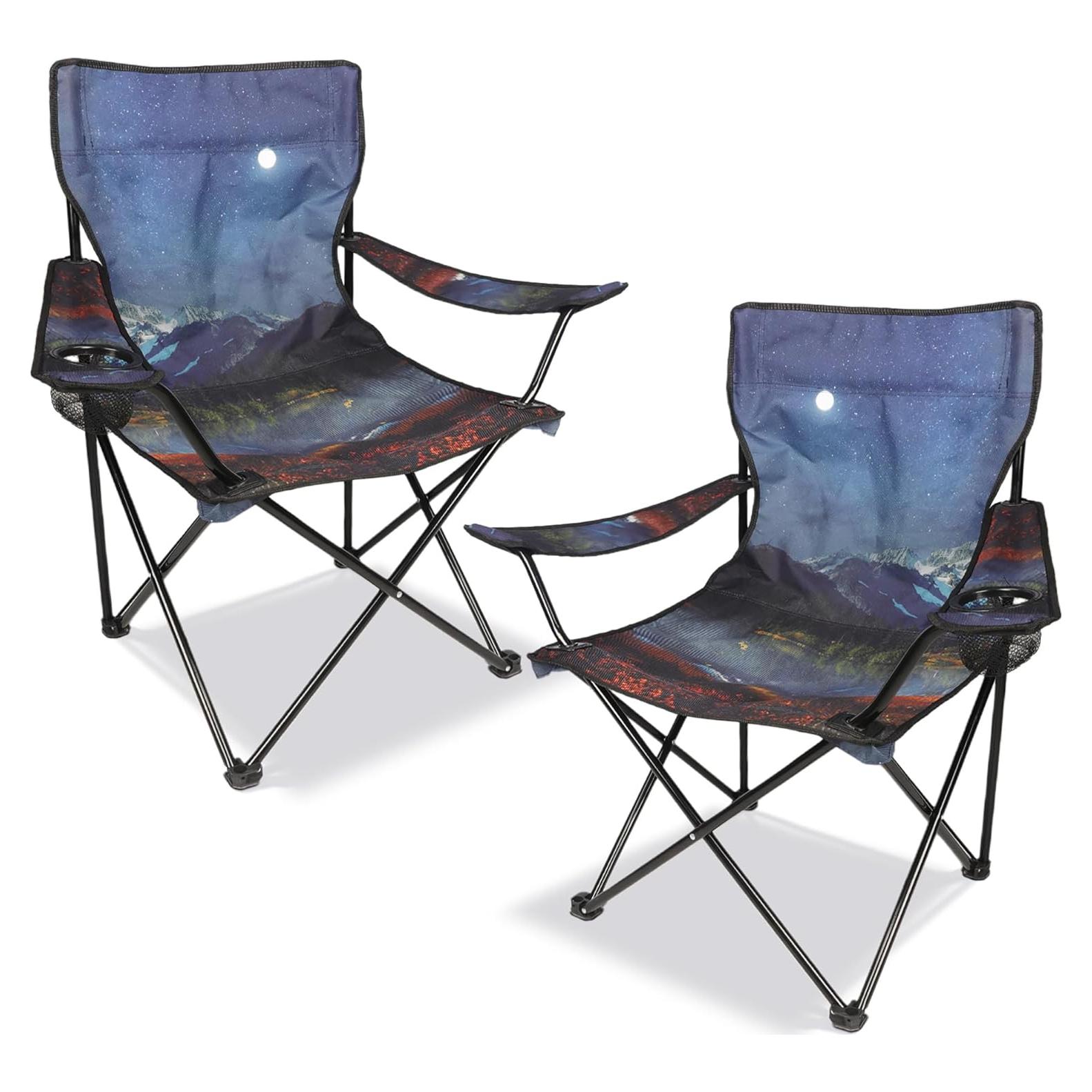 Sillas de Camping Plegables LANMOUNTAIN - 2 Paquete Azul Bruma