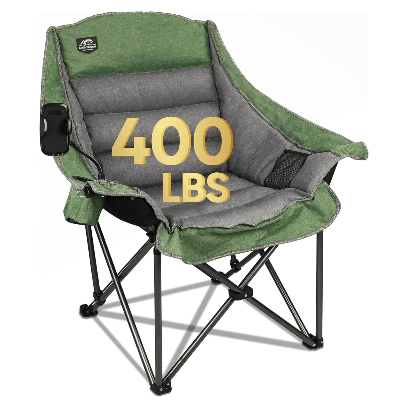 Silla de Camping Plegable LANMOUNTAIN XL Verde 181.4Kg