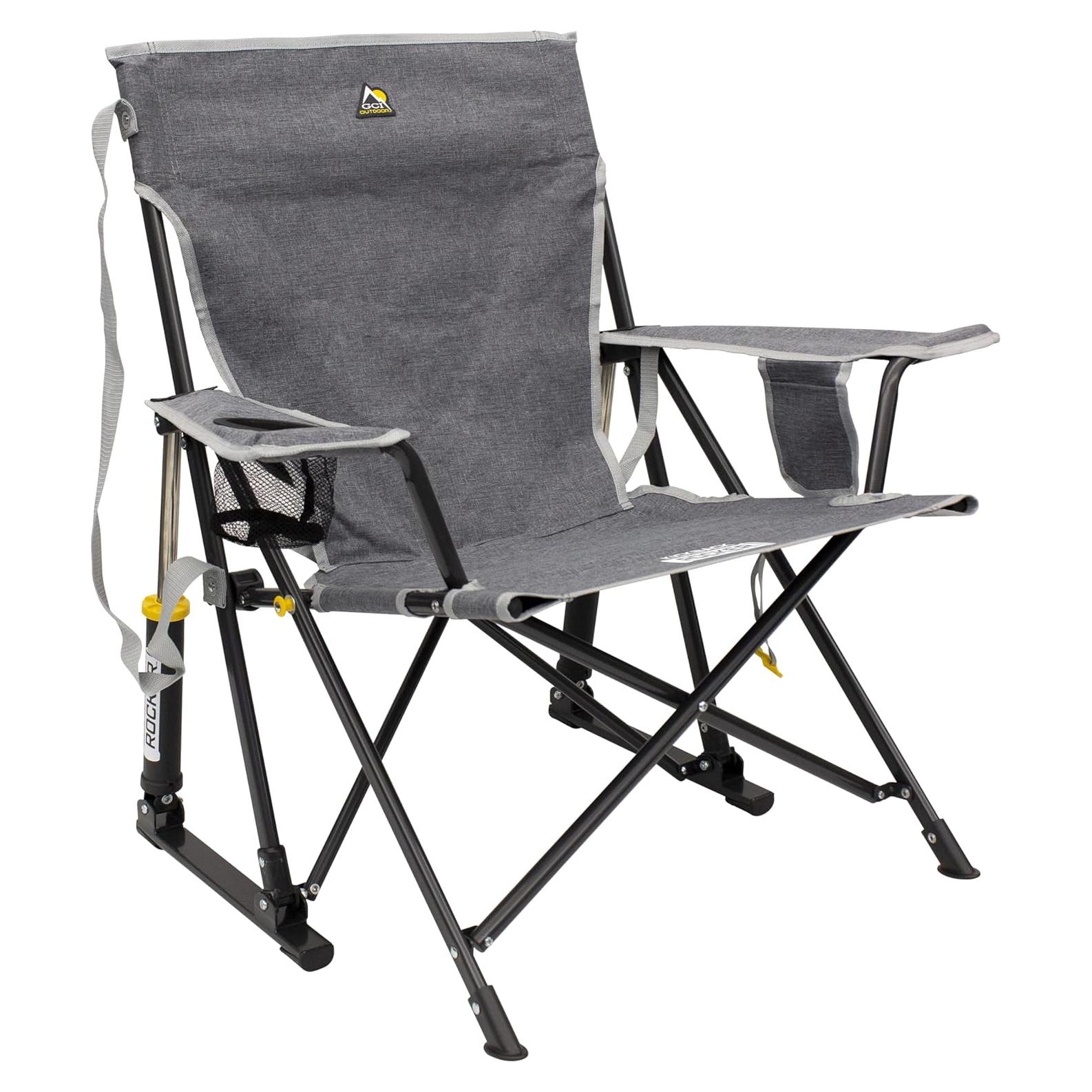 Silla Mecedora Plegable GCI Outdoor Kickback Gris - Soporte Bebidas