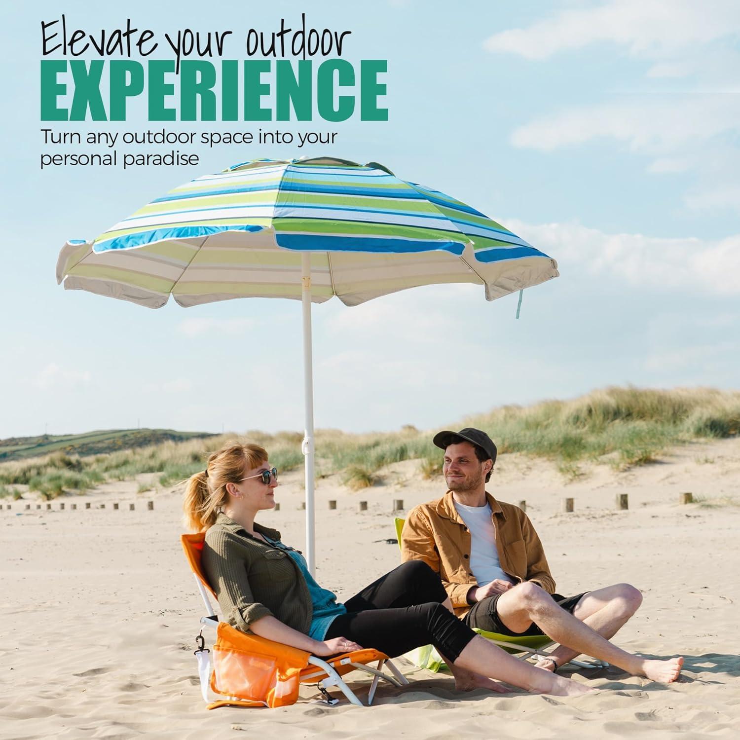 Silla de Playa Plegable Sunnyfeel 2 Pack con Porta Vasos