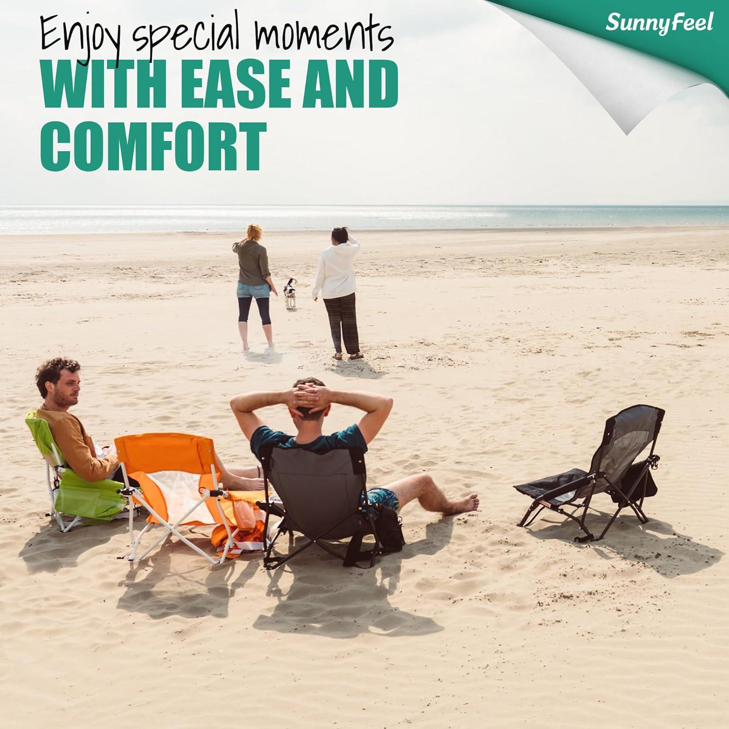 Silla de Playa Plegable Sunnyfeel 2 Pack con Porta Vasos