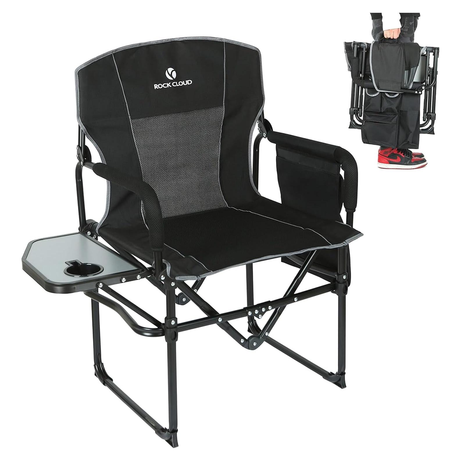 Silla de Camping Plegable Rock Cloud Oxford con Mesa Lateral