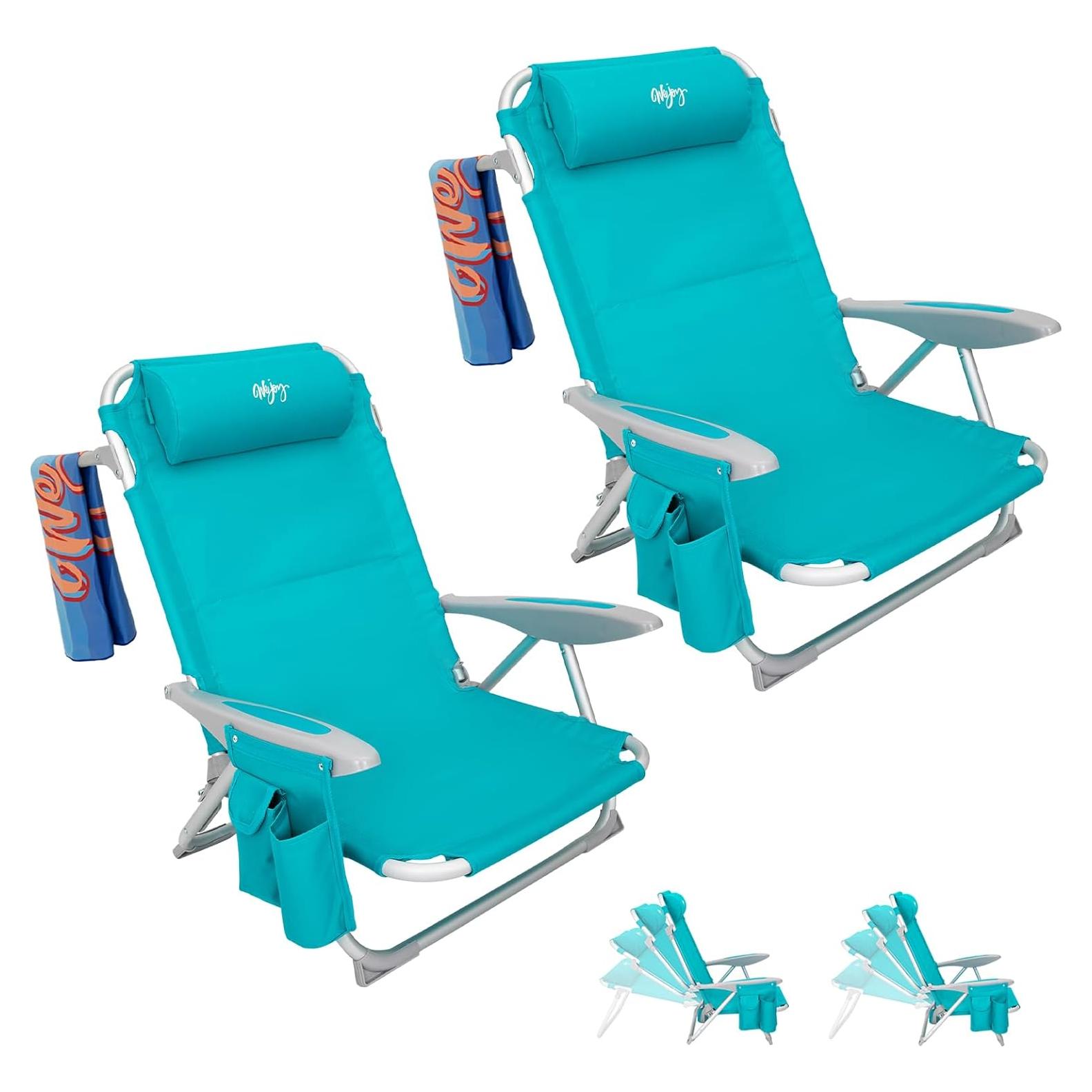 Silla de Playa Plegable WEJOY BC 4 Posiciones 120kg Cian