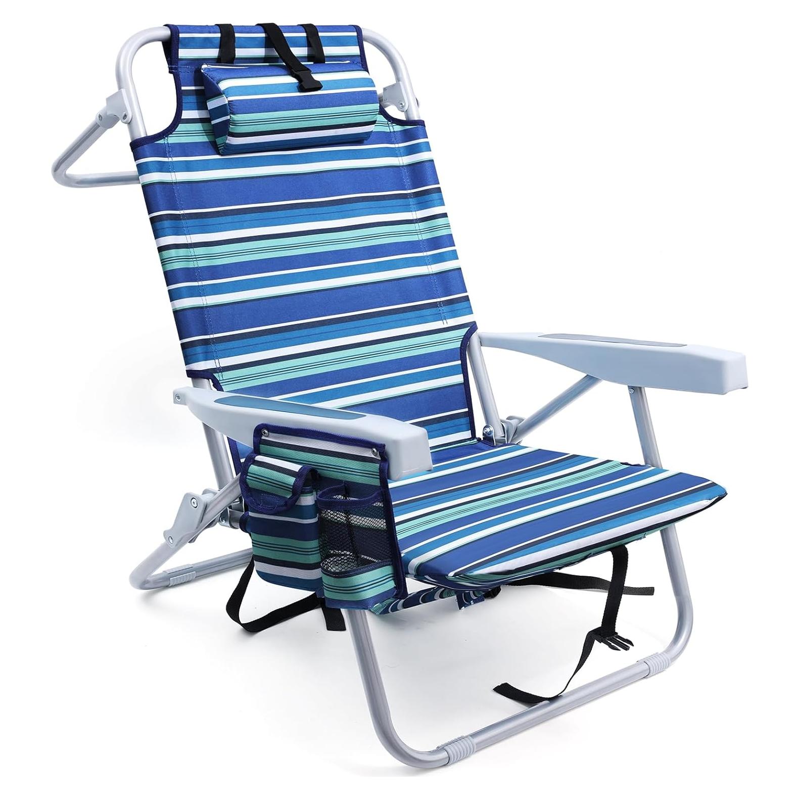 Silla de Playa Plegable Yestomo con Almohada y Bolsa Enfriadora