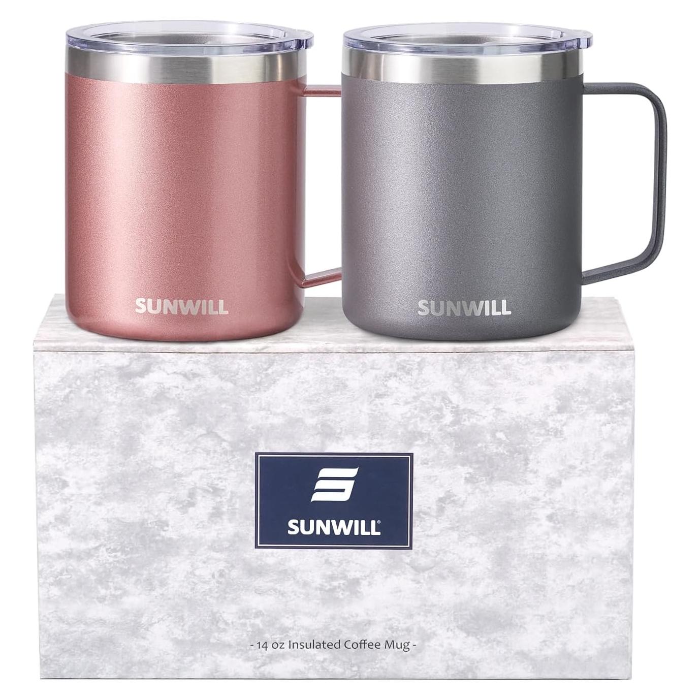 Taza de Café Aislada SUNWILL 414 ml Doble Pared Paquete de 2