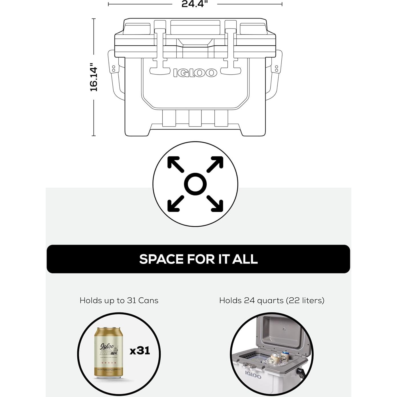 Nevera Dura Igloo IMX 24 Qt Blanca - Aislamiento Ultratherm