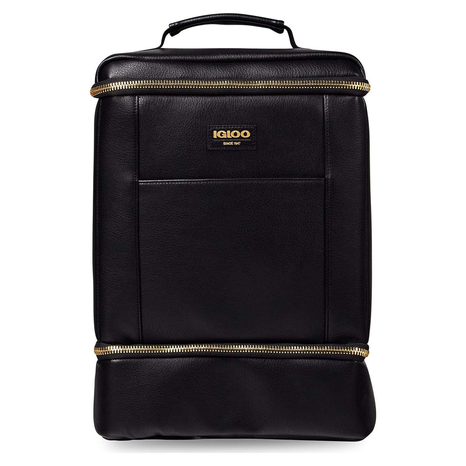 Bolsa Térmica Aislada Igloo Mochila 26 Latas Cuero Negro