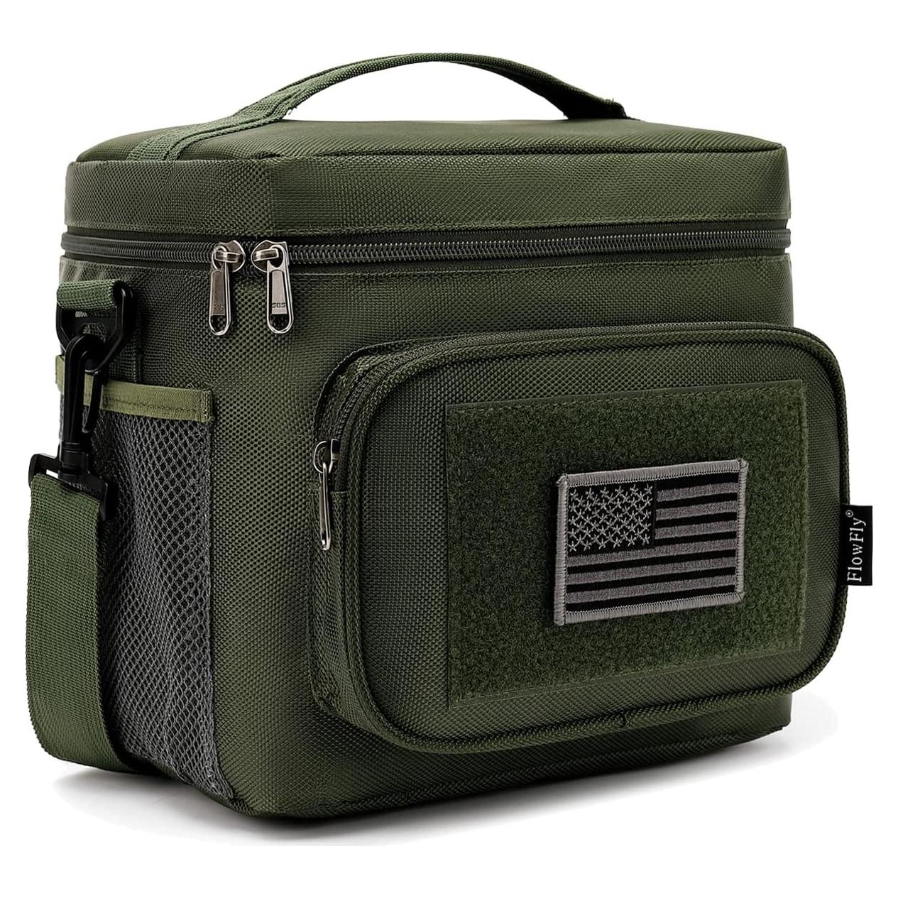 Bolsa de Almuerzo Táctica FlowFly Verde Militar Aislada 11.5L