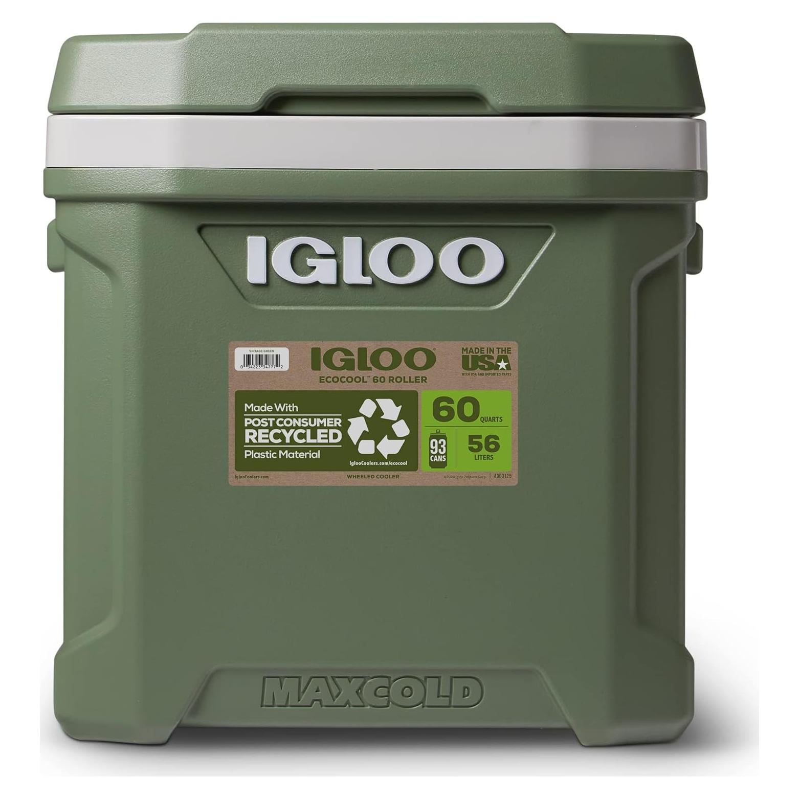 Nevera Rodante Igloo ECOCOOL Latitude 60 Qt Verde Ecológico