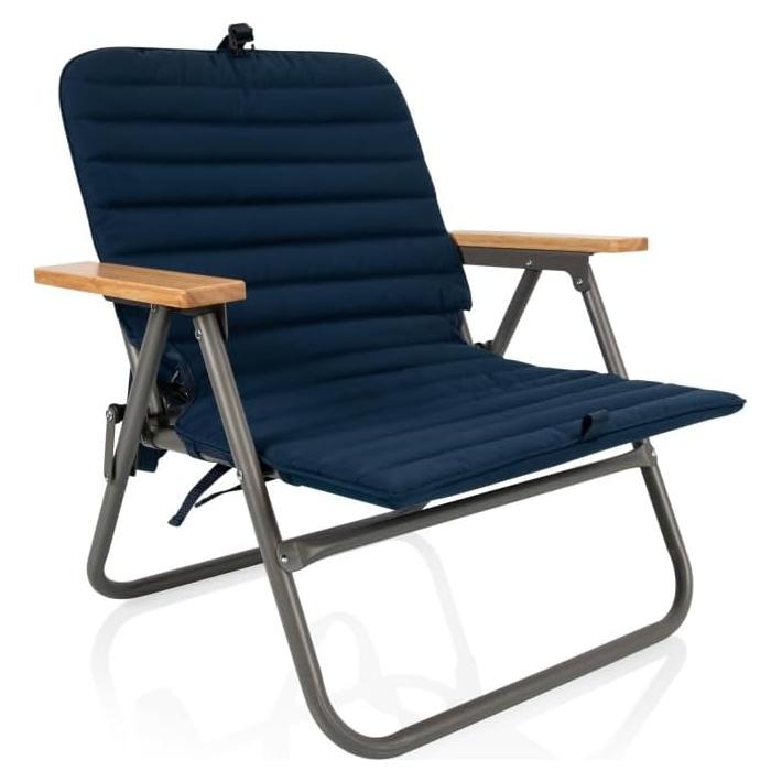 Silla de Playa Plegable Picnic Time con Almohadilla Azul Marino