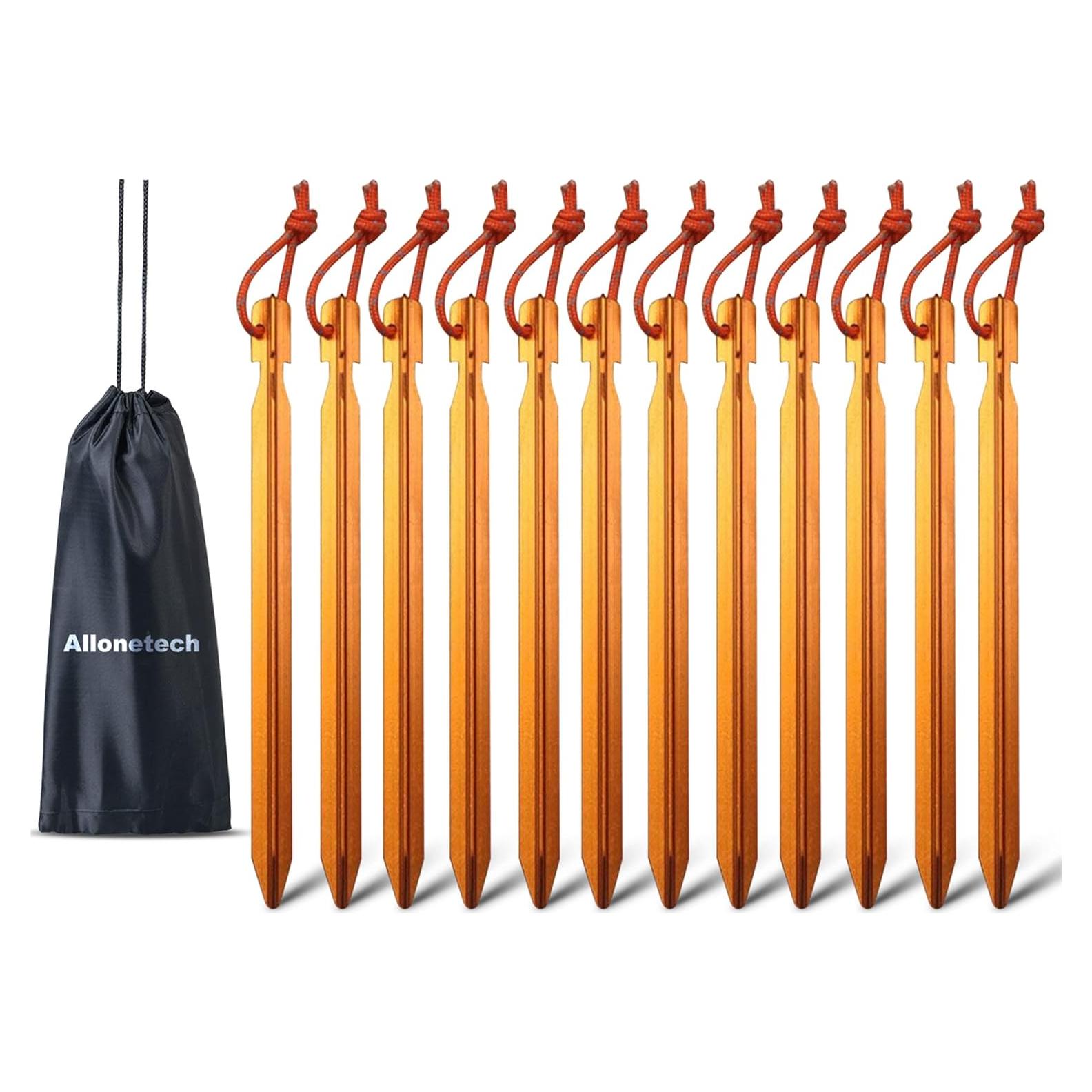 Paquete de 12 Estacas de Aluminio 7075 All One Tech para Camping