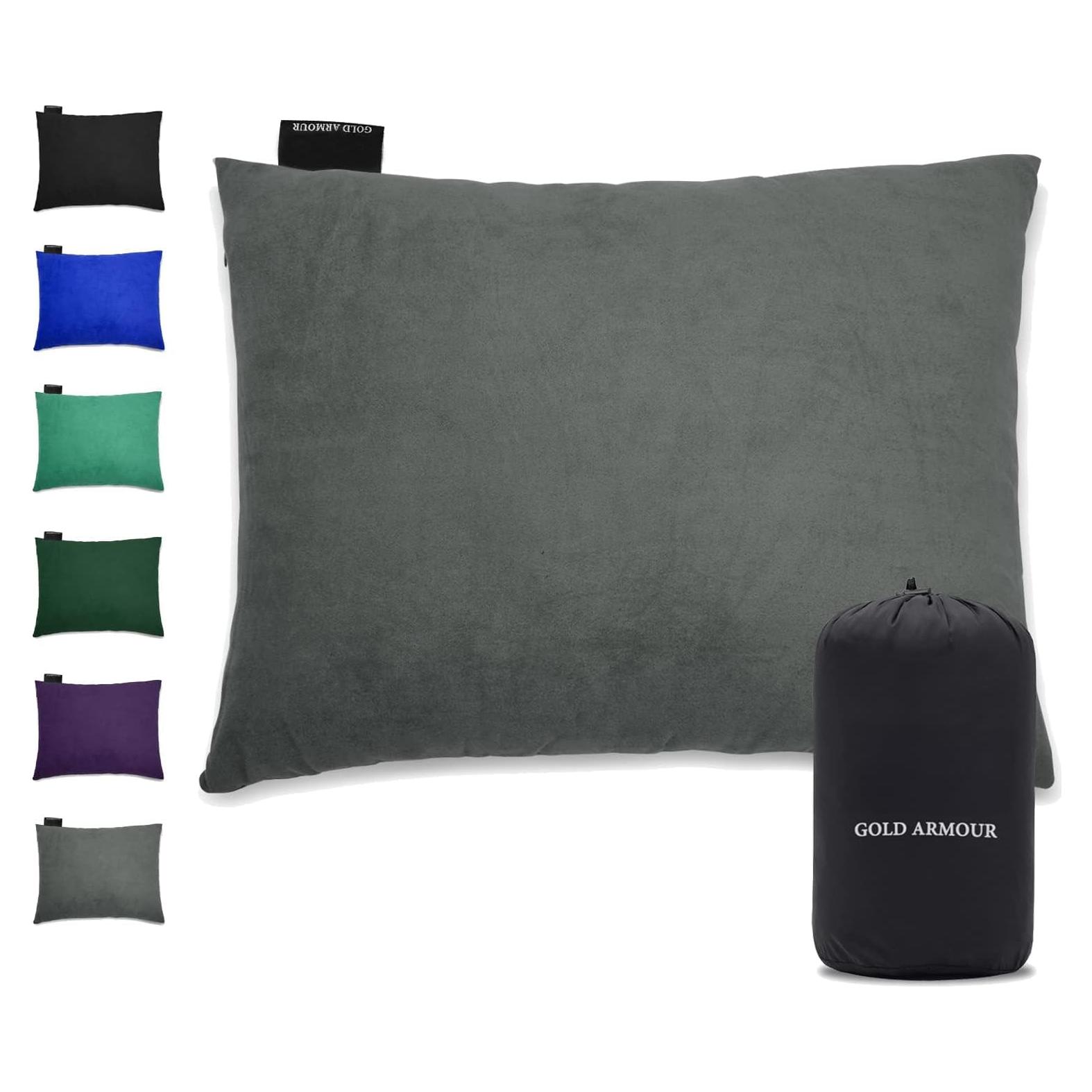 Almohada de Camping Gold Armour Mediana Espuma de Memoria 35.6x45.7cm Gris