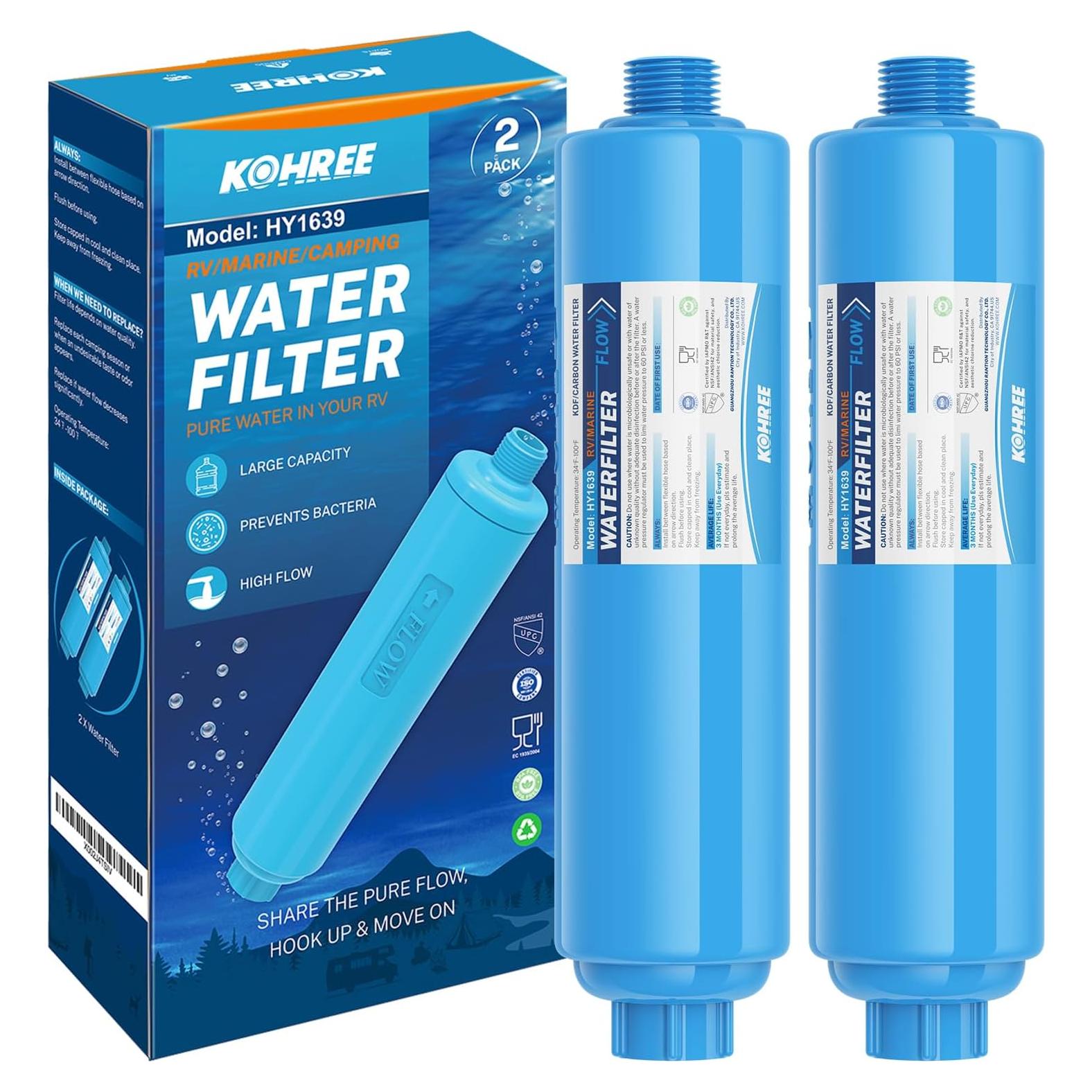 Filtro de Agua Inline Kohree 2 Unidades NSF, Reduce Cloro y Olores