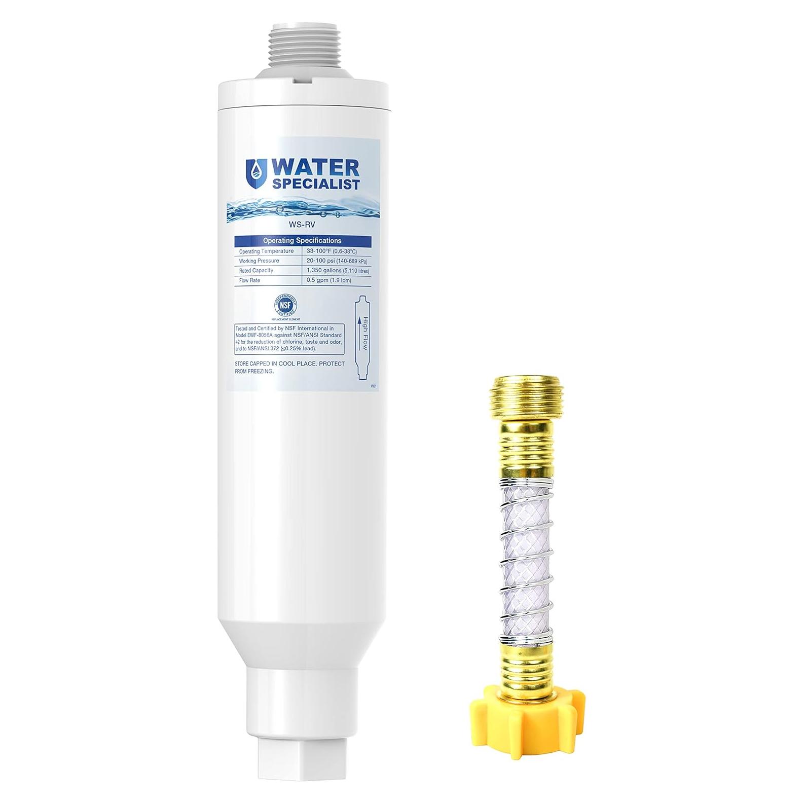 Filtro de Agua Inline Waterspecialist WS-RV+S, Certificado NSF, Reduce Cloro y Sedimentos
