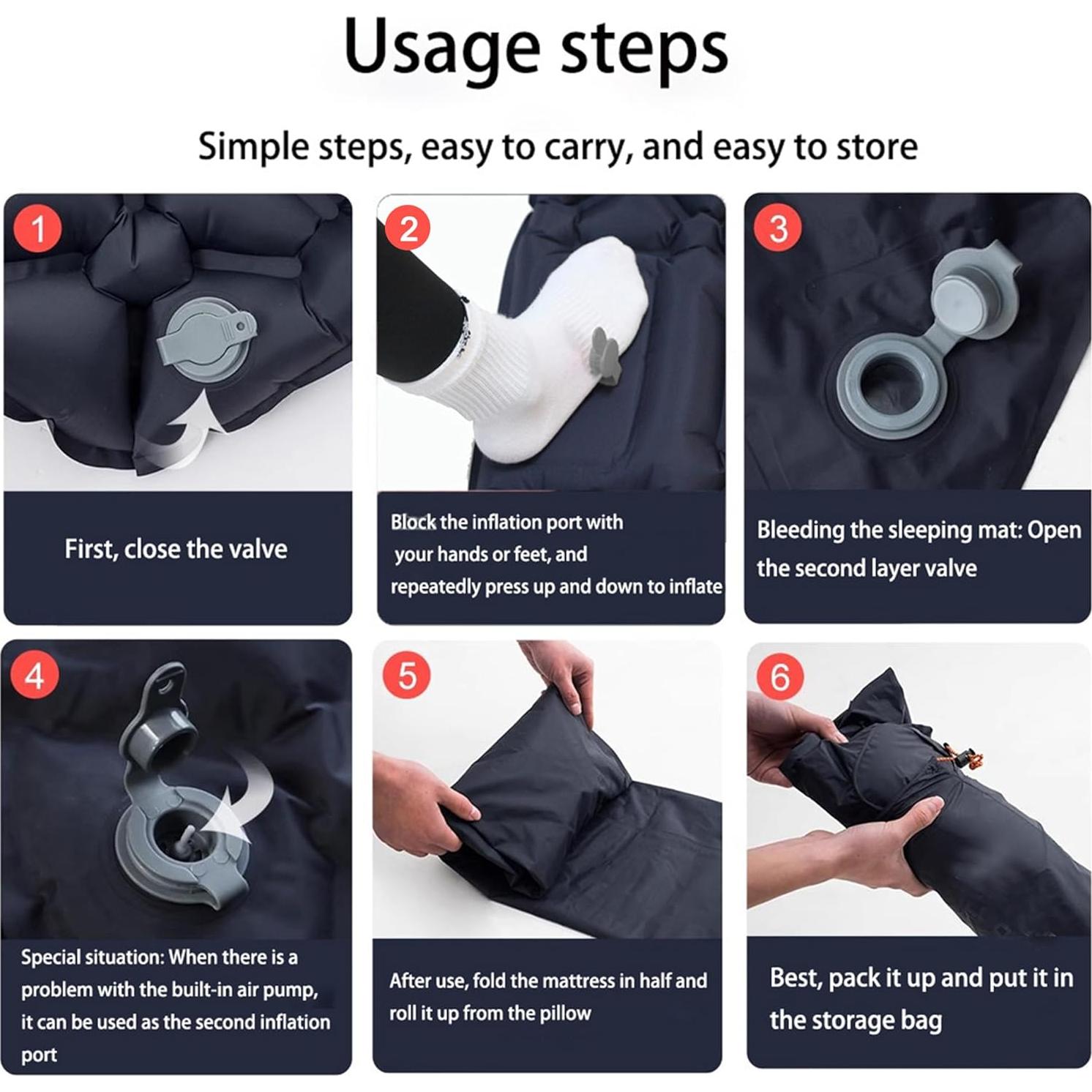 Ultralight Inflatable Camping Sleeping Pad – Compact Built-in Pillow,Waterproof & Durable –Connects to Double Bed and Ideal for Camping, Hiking & Outdoor Adventures