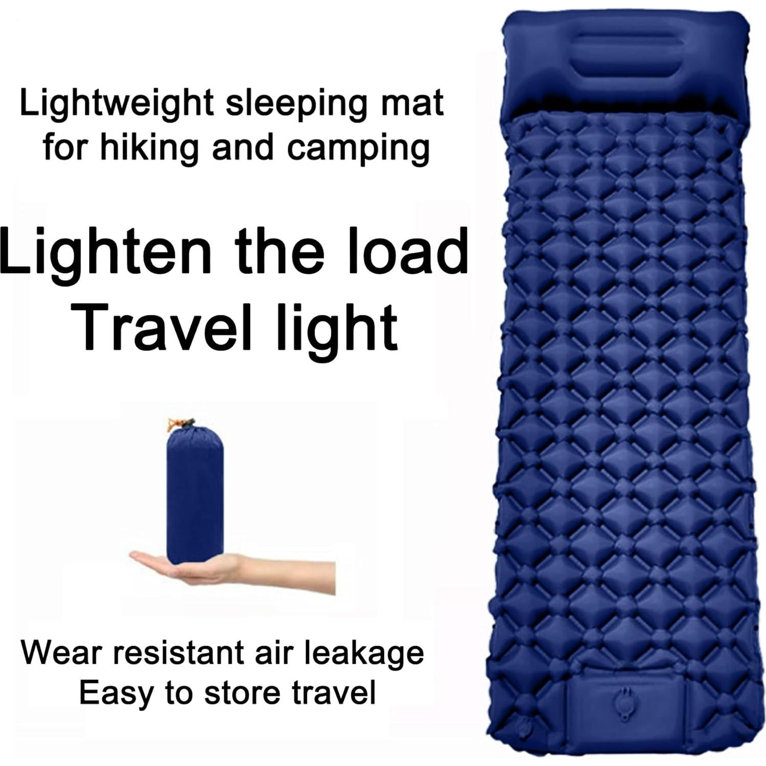 Ultralight Inflatable Camping Sleeping Pad – Compact Built-in Pillow,Waterproof & Durable –Connects to Double Bed and Ideal for Camping, Hiking & Outdoor Adventures