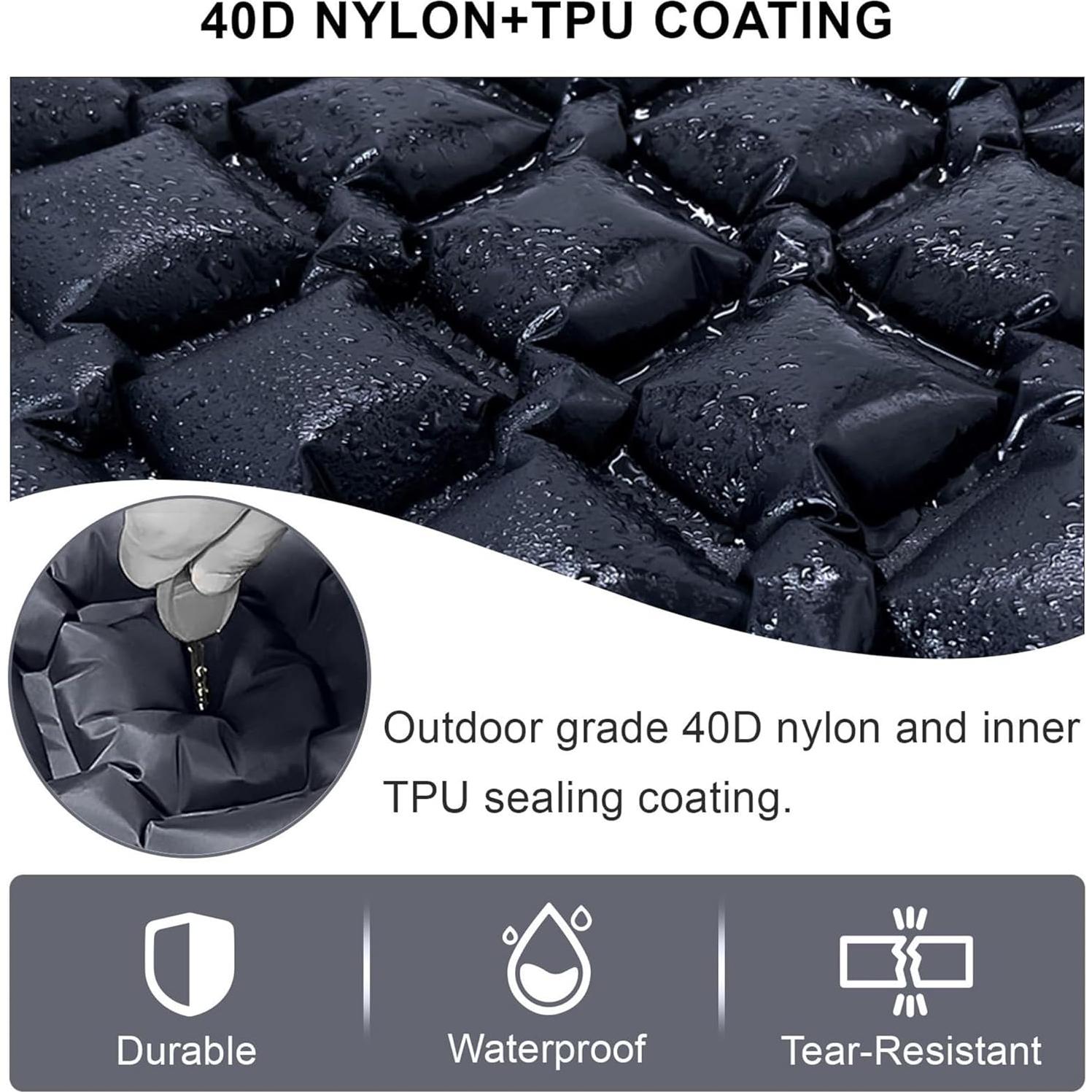 Ultralight Inflatable Camping Sleeping Pad – Compact Built-in Pillow,Waterproof & Durable –Connects to Double Bed and Ideal for Camping, Hiking & Outdoor Adventures