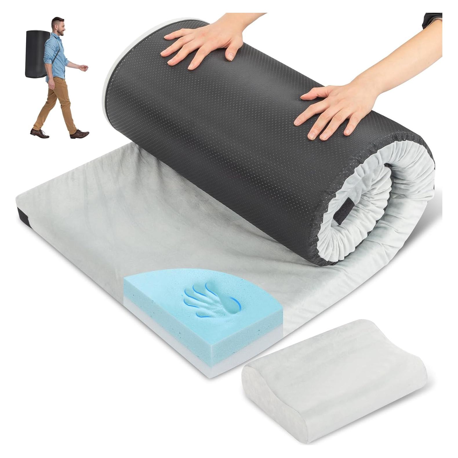 Almohadilla de Camping Outvita 2.5" Espuma Viscoelástica Gris