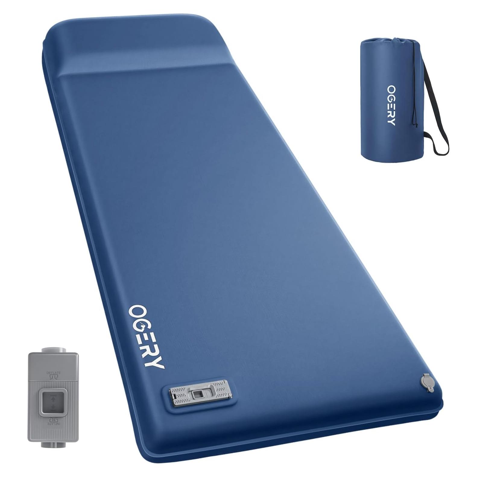 Colchón Autoinflable OGERY 3.15" Espuma Viscoelástica Azul