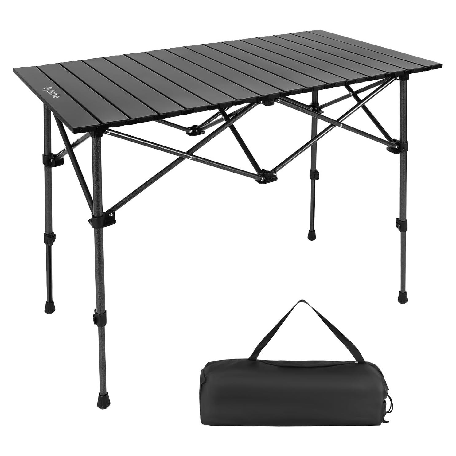 Mesa de Camping Plegable Byliable 93.4x55.5cm Ajustable Negra