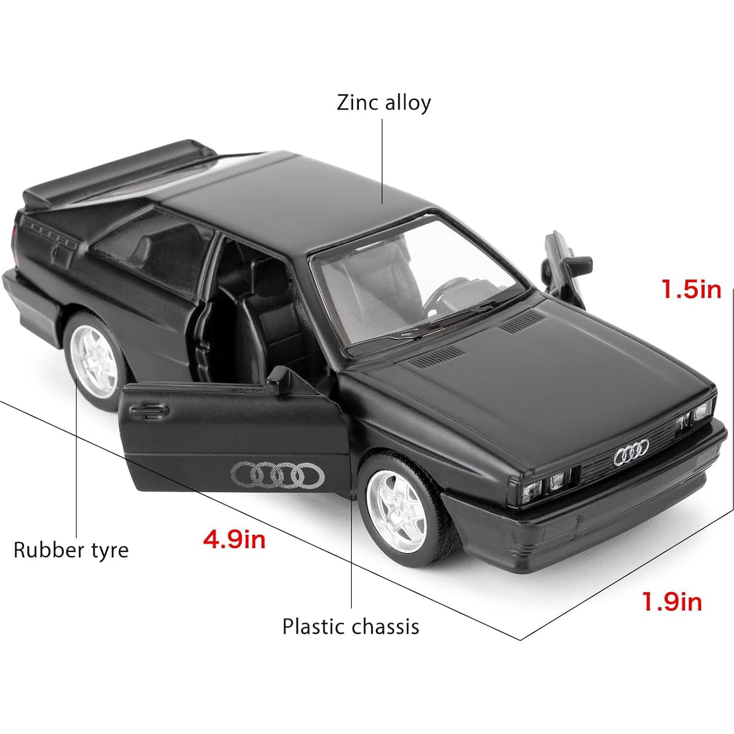 Audi Quattro 1980 1:36 Metal Retroceso Negro Juguete