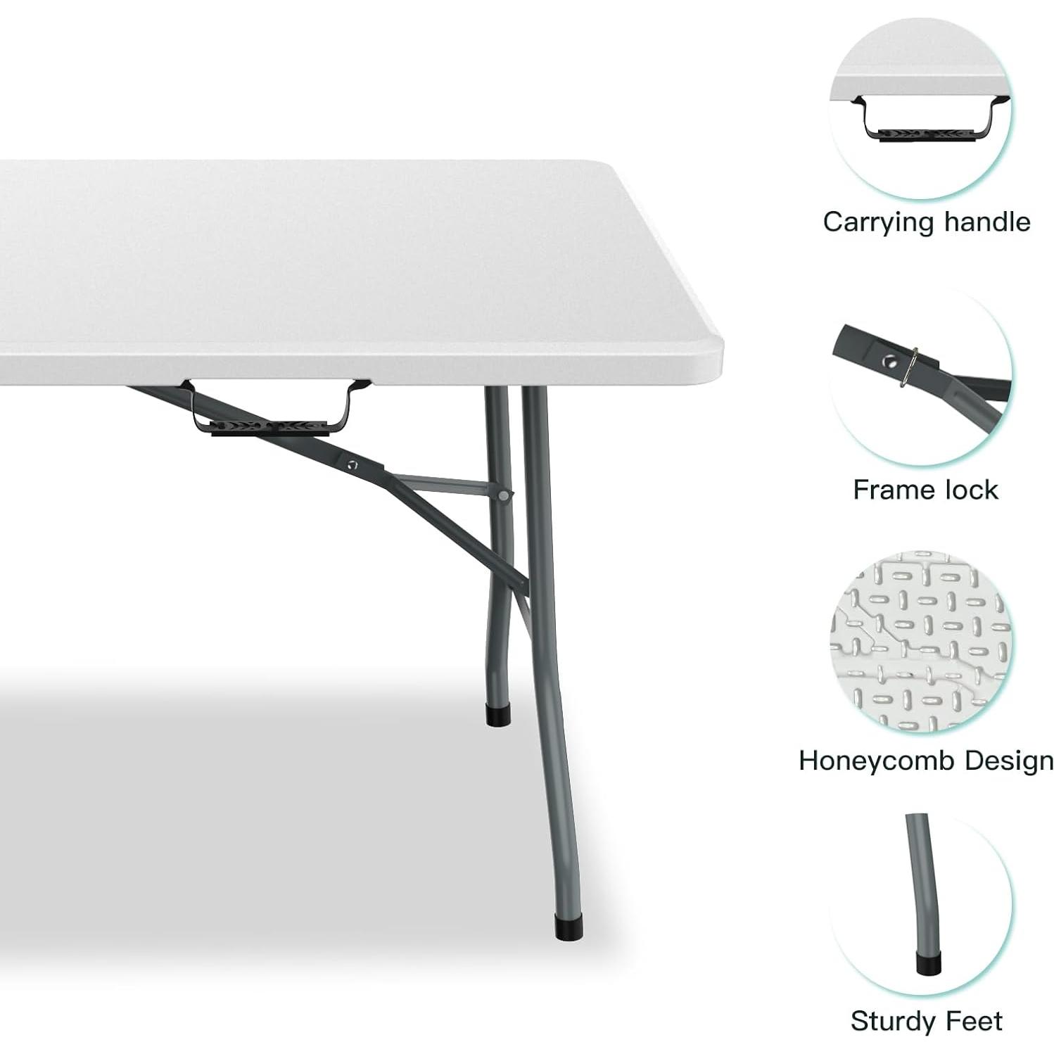 Mesa Plegable Blanca Genérico 1.83 m para Interior y Exterior