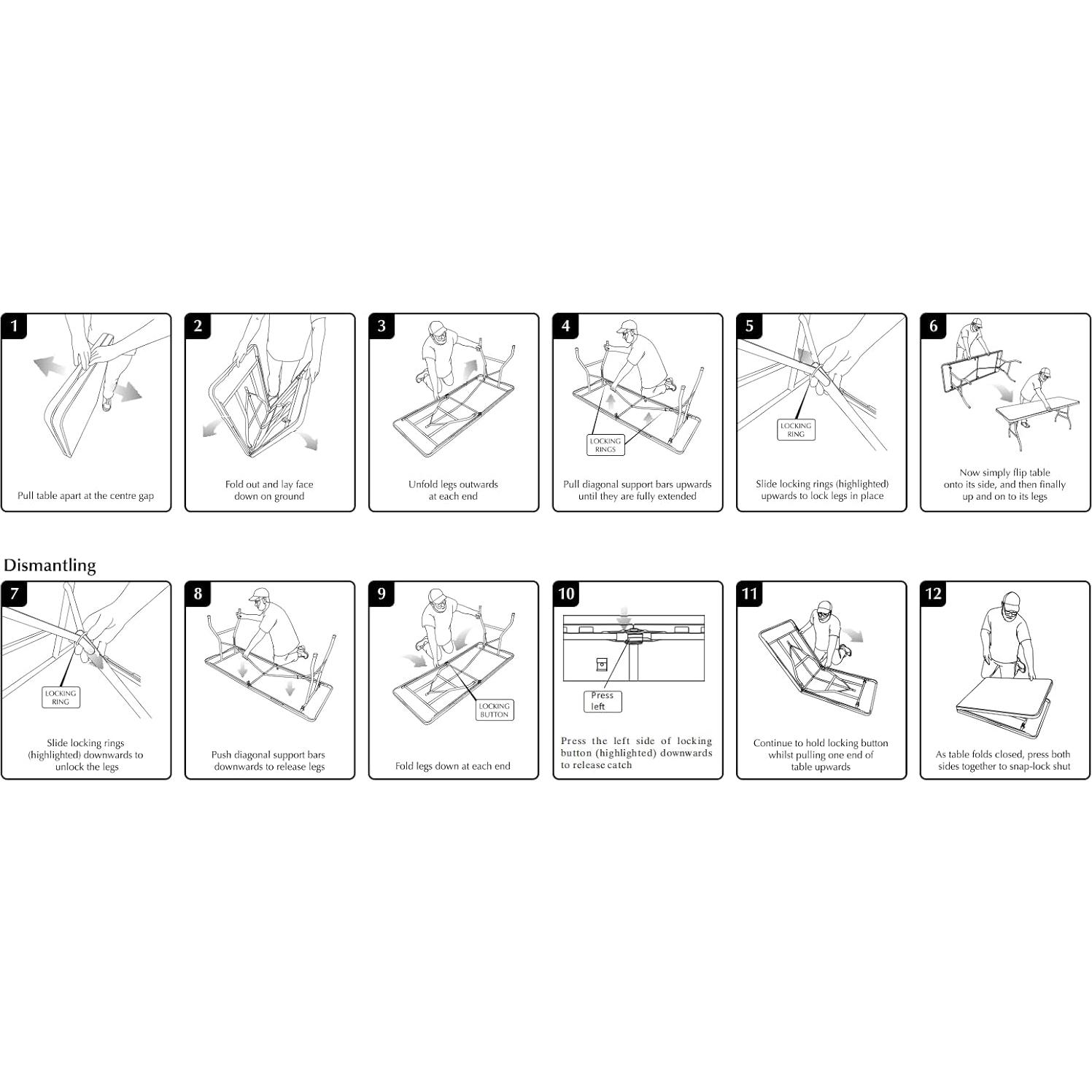 Mesa Plegable Blanca Genérico 1.83 m para Interior y Exterior