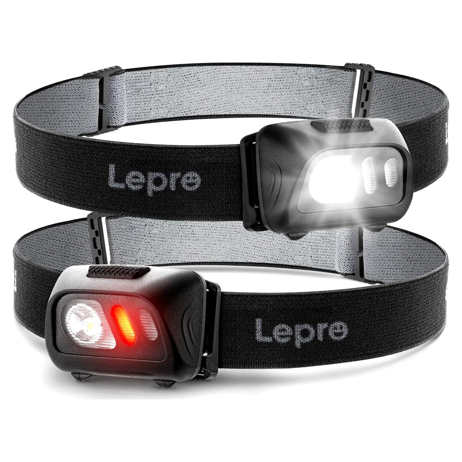Linterna Frontal LED Lepro PR320016-a-2, 1500 Lúmenes, 6 Modos, Impermeable IPX4, Paquete de 2