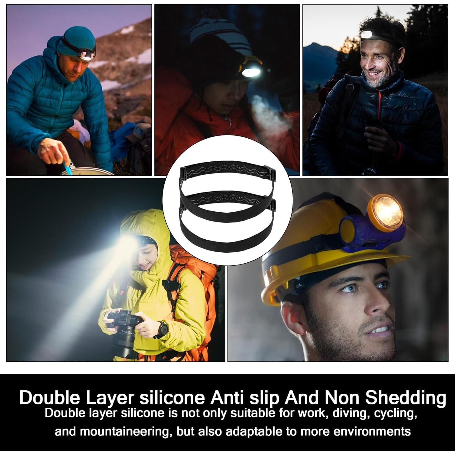 2 Correas de Linterna Frontal Elástica GEEHUA 68cm Ajustables