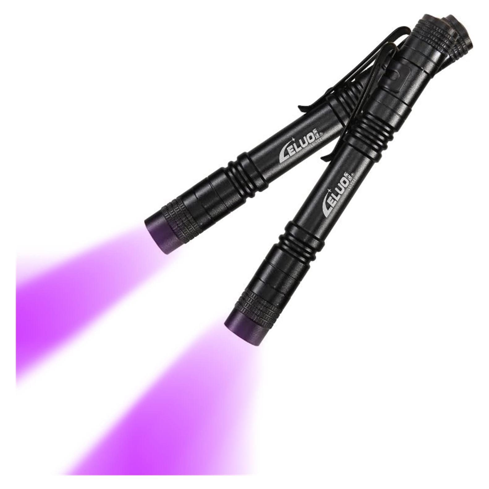 Paquete de 2 Linternas UV LELUO Mini 14cm Impermeables