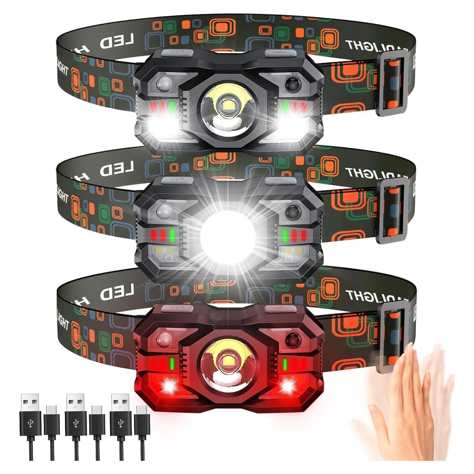 Linterna Frontal Recargable Sogdeco 3-Pack 2000 Lúmenes IPX6