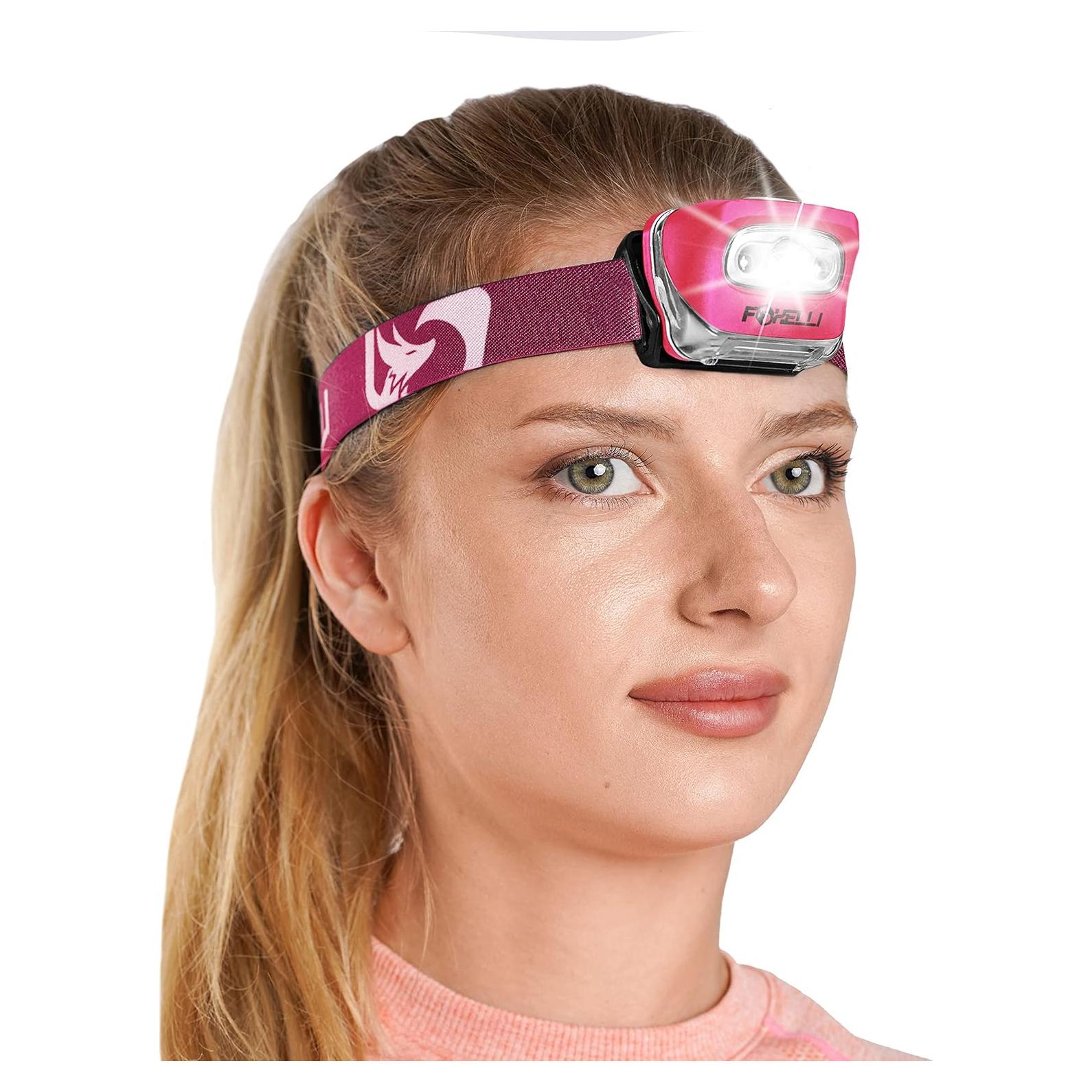 Linterna Frontal LED Foxelli MX20 Rosa Neón 165 Lúmenes