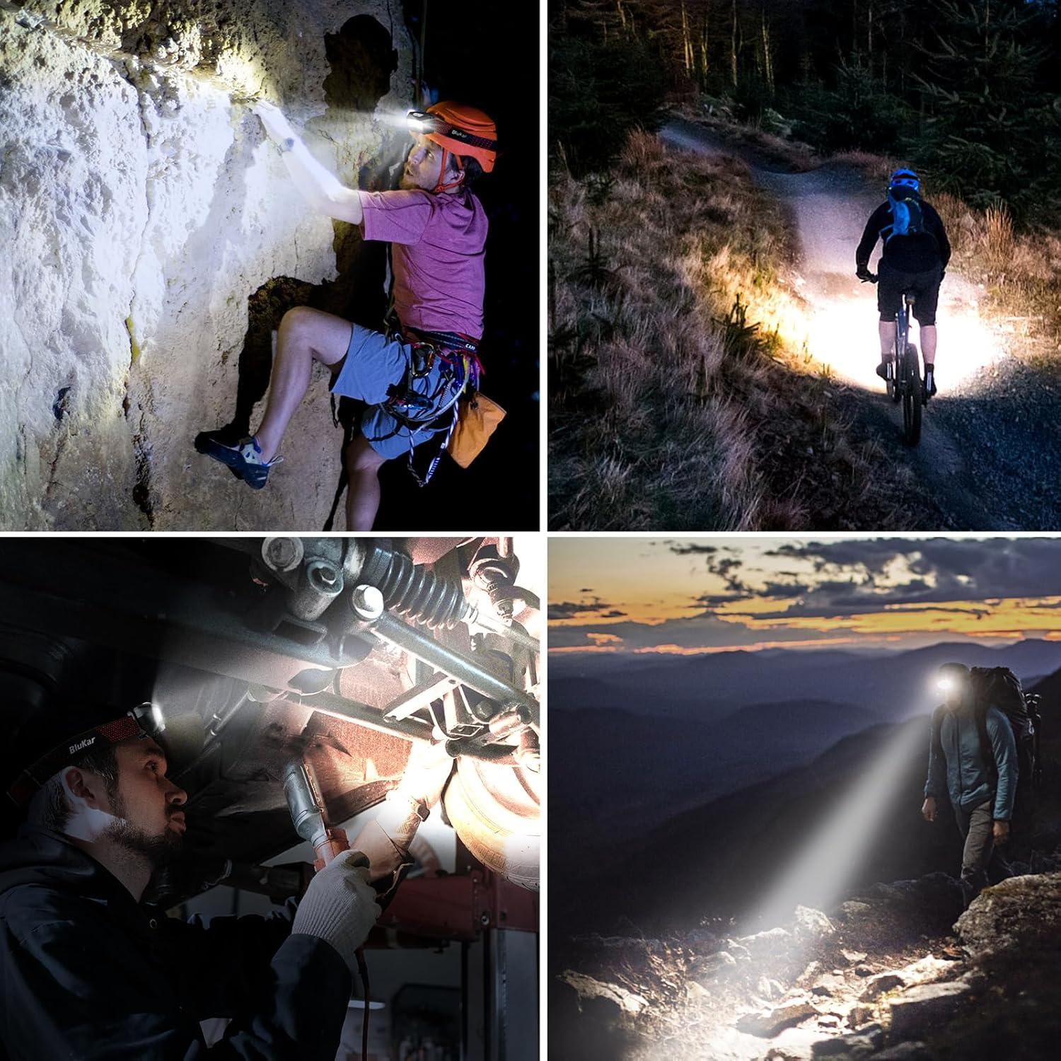 Linterna Frontal Recargable LED Blukar K9111 2000L IPX5 2 Paquete