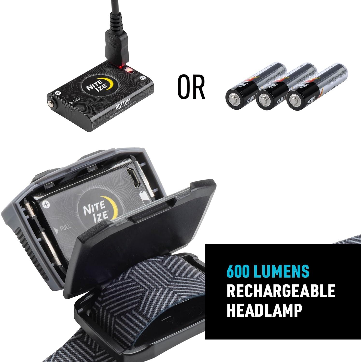 Linterna Frontal Nite Ize RH1 Recargable 600 Lúmenes IPX4