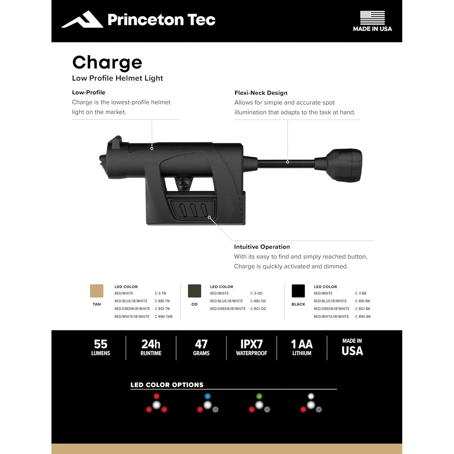Luz LED Princeton Tec Charge MPLS Flexible 55 Lúmenes