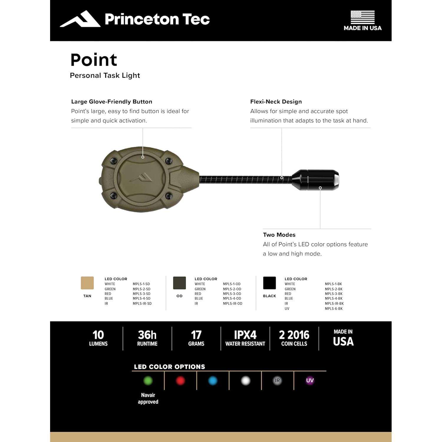 Luz de Tarea Princeton Tec MPLS LED Blanco Oliva Drab