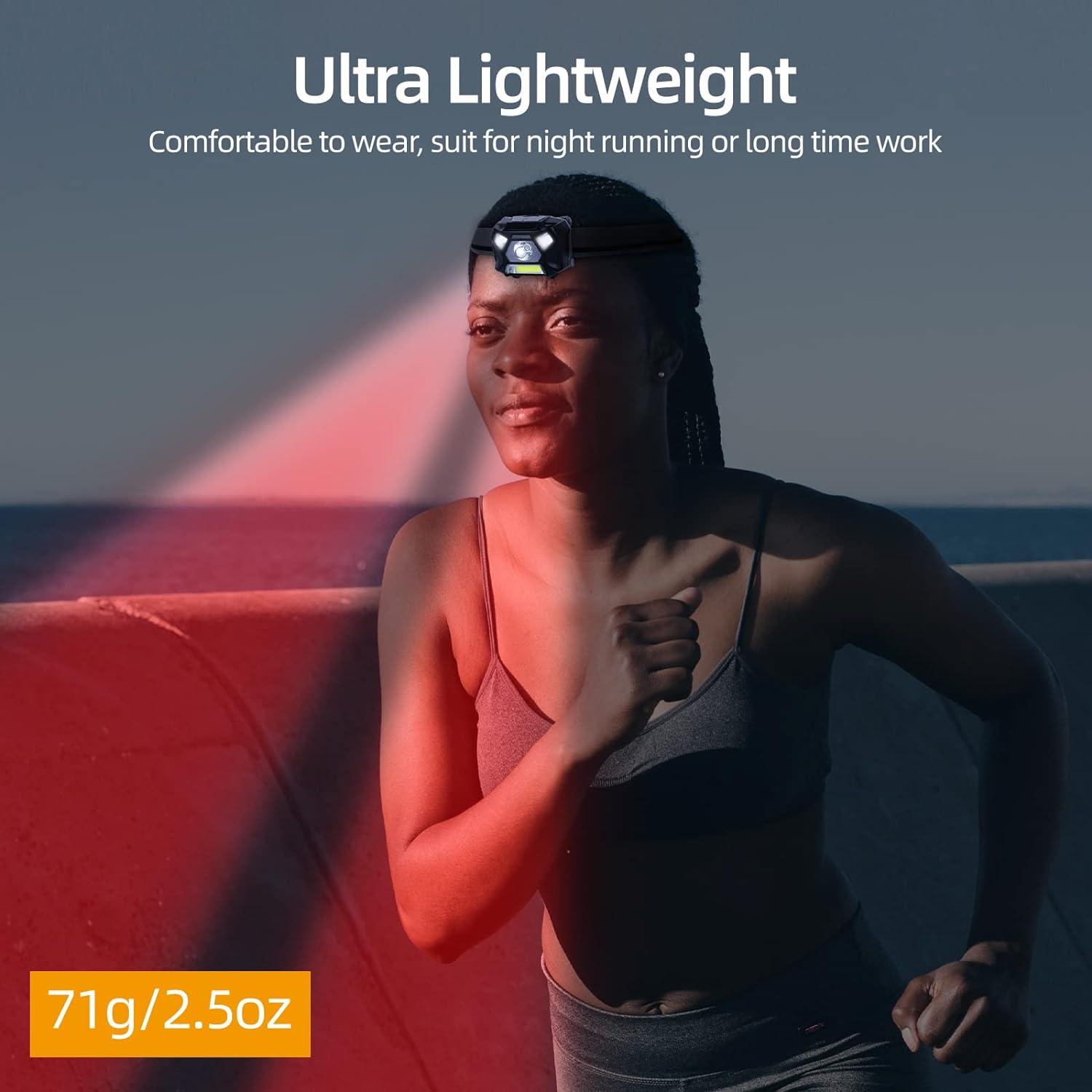 Linterna Frontal LED Roja KunHe H2 para Camping y Nocturna