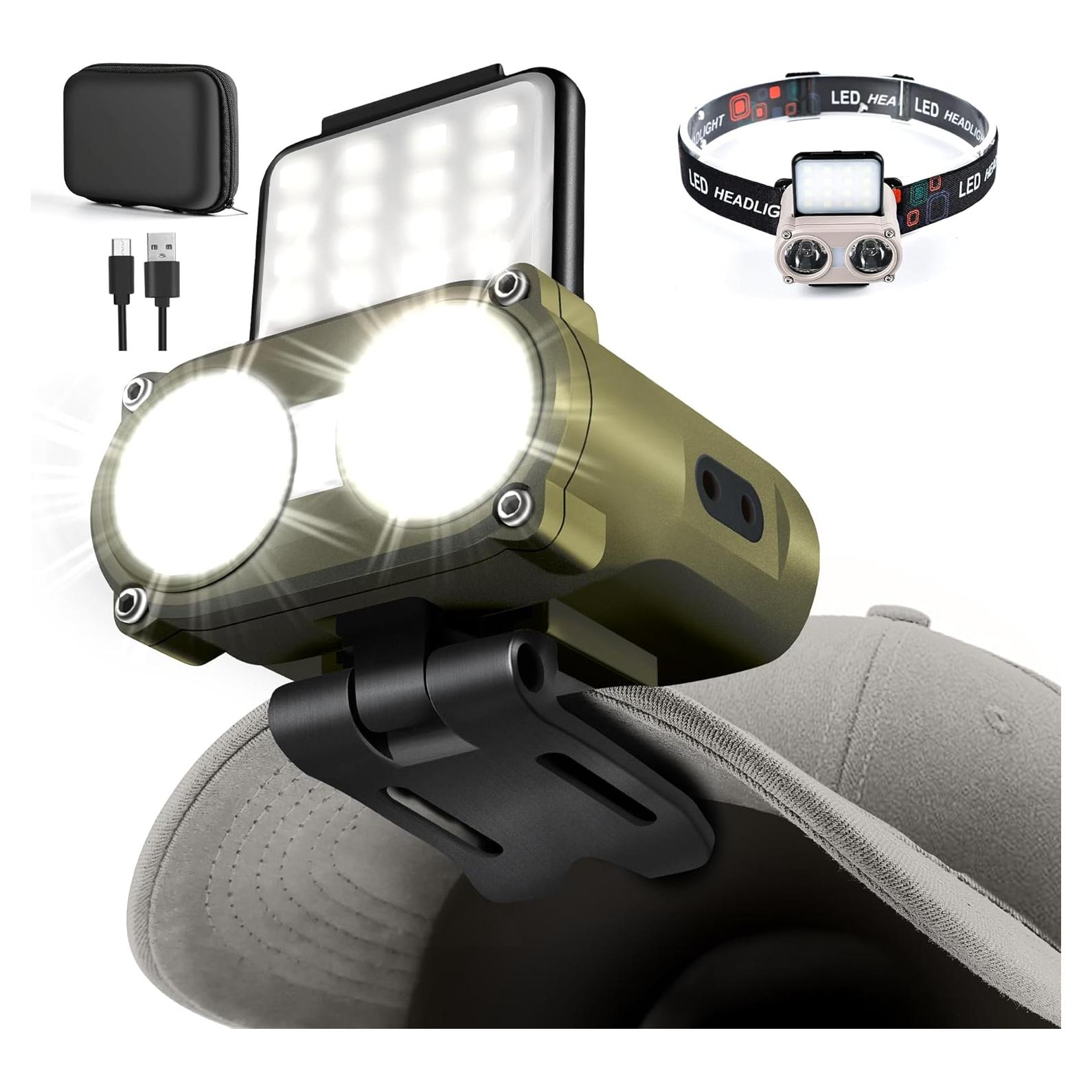 Luz LED Recargable para Casco Golighteverus 800 Lúmenes Verde Oliva