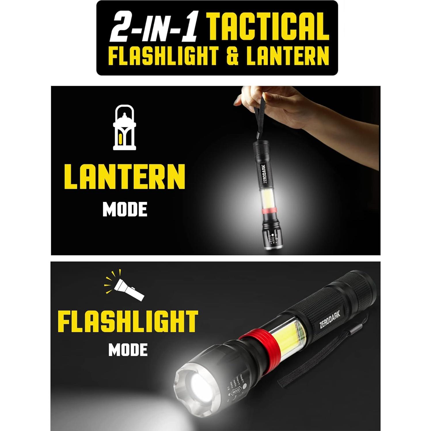 Juego de Linternas LED 3 Piezas ZeroDark - Cabeza y Camping