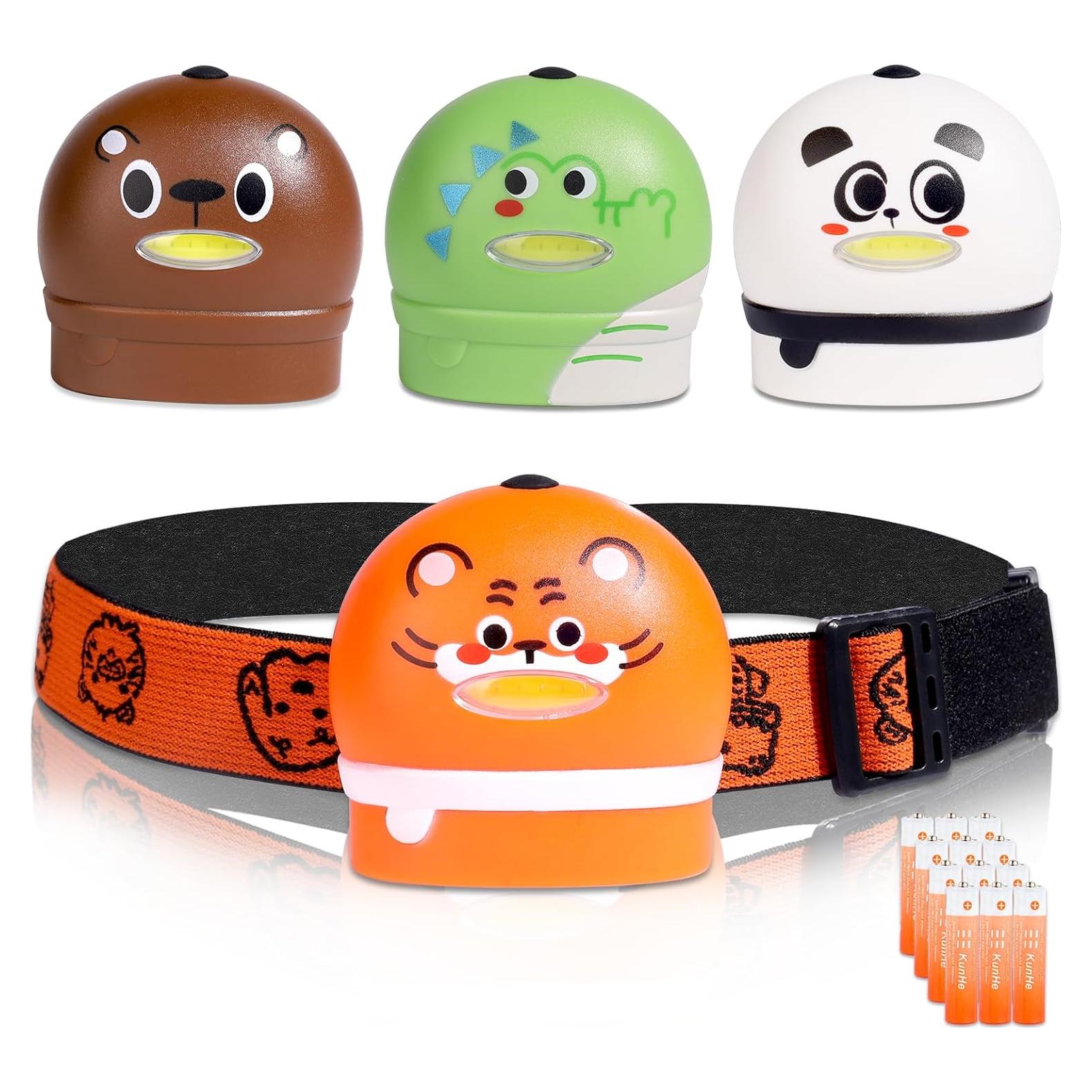 Linterna Frontal para Niños KunHe - 4 Paquete, IPX4, Baterías Incluidas