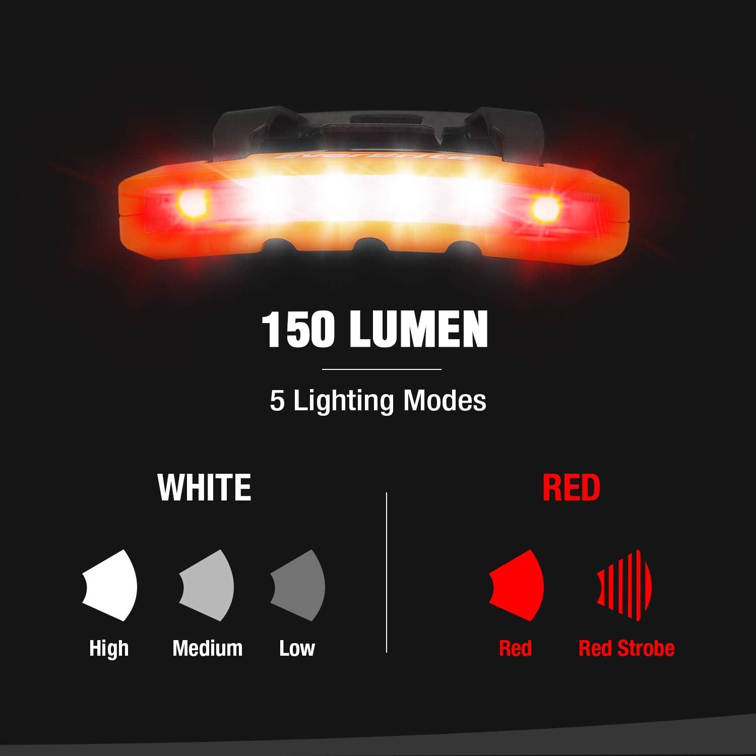 Luz Recargable para Sombrero EverBrite - 2 Pack, IPX4, 5 Modos