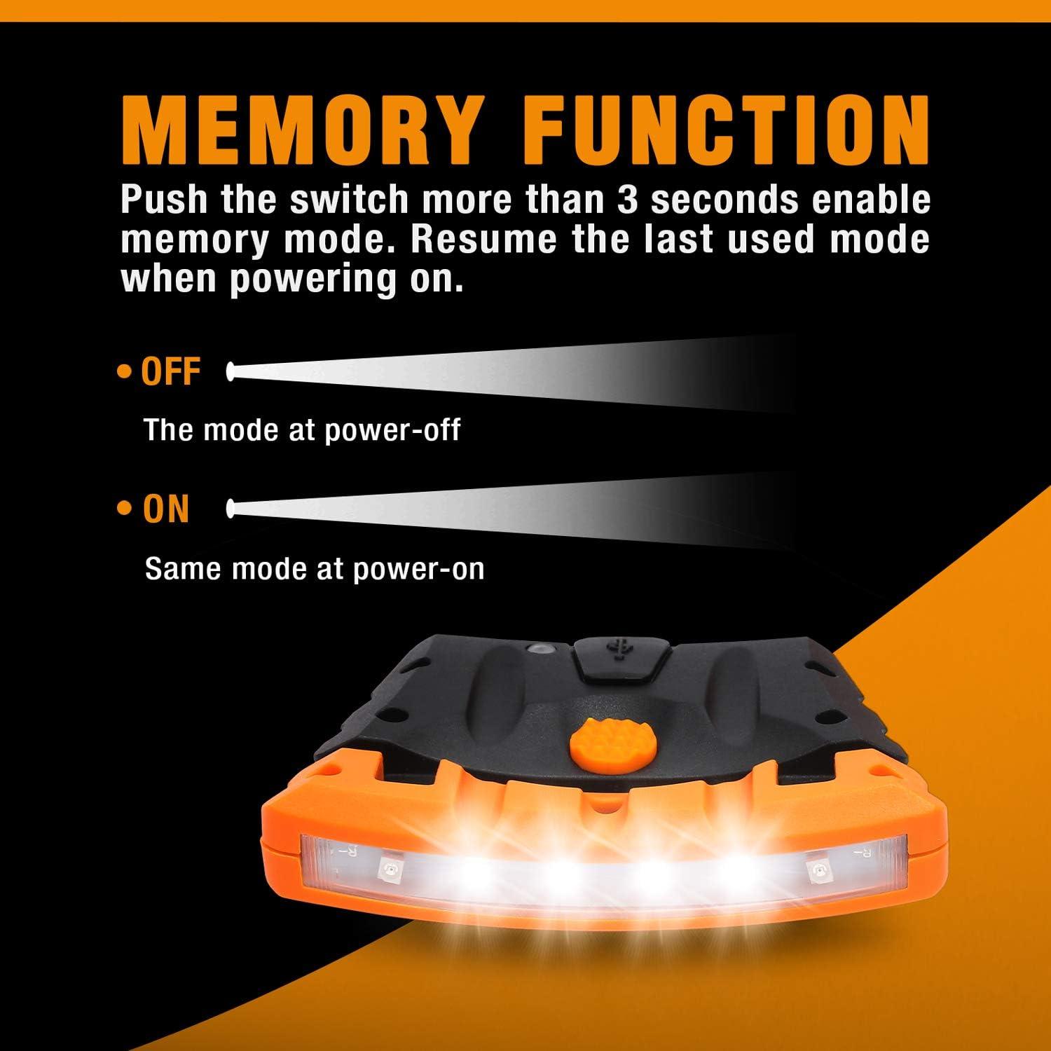 Luz Recargable para Sombrero EverBrite - 2 Pack, IPX4, 5 Modos