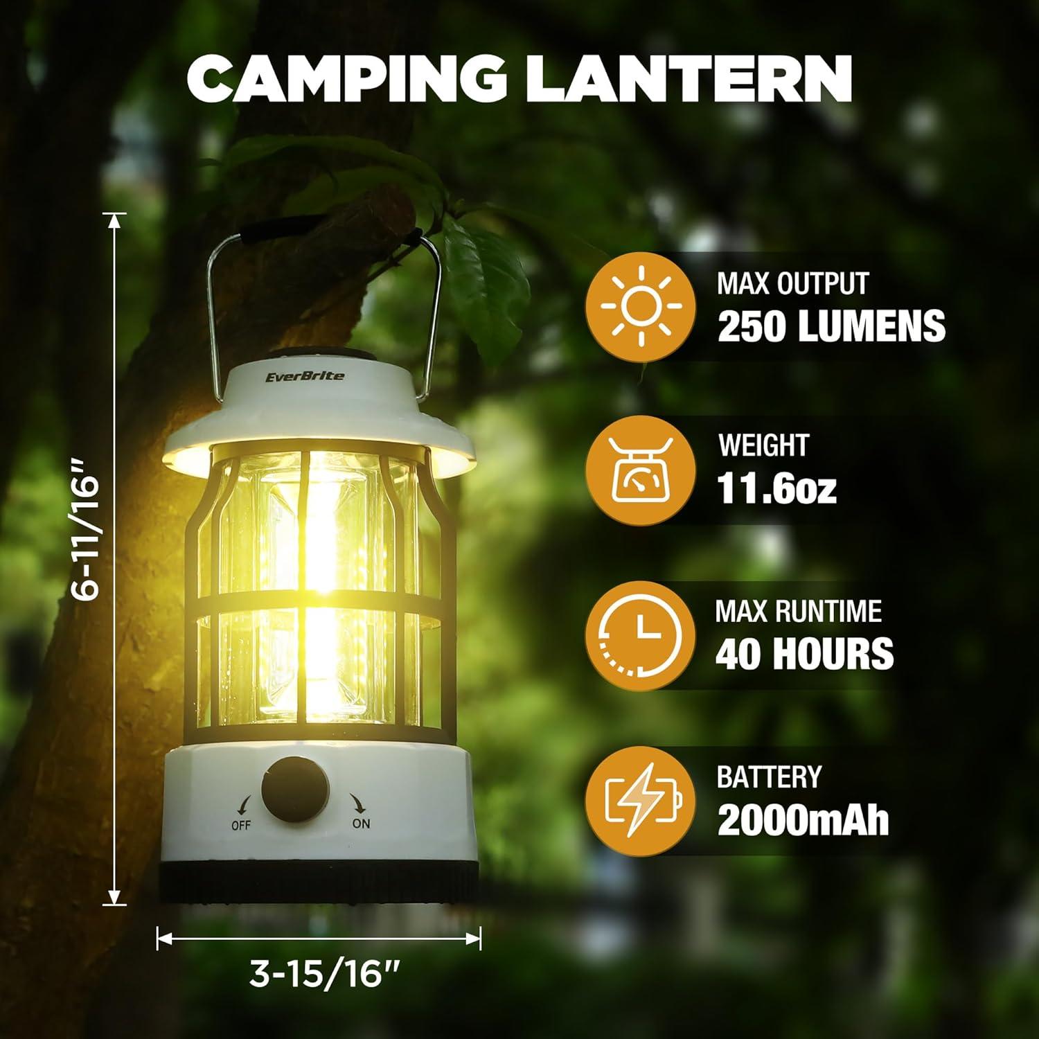 Linterna de Camping LED EverBrite 250 Lúmenes y Frontal 1000 Lúmenes